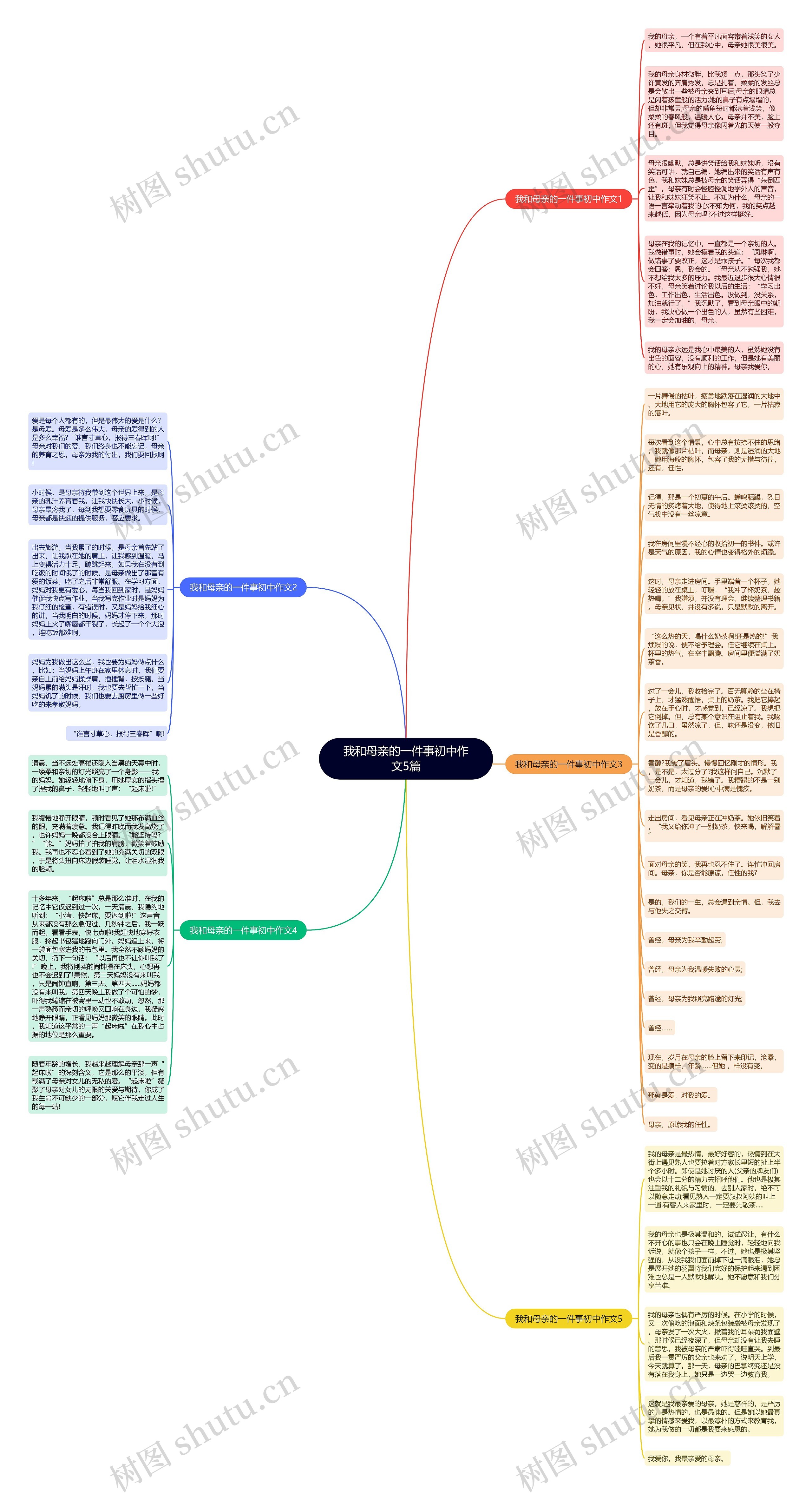 我和母亲的一件事初中作文5篇思维导图