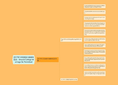 2017年12月英语六级易考范文:Should College Marriage Be Permitted 2017年12月英语六级易考范文:Should College Marriage Be Permitted