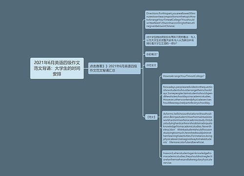 2021年6月英语四级作文范文背诵：大学生的时间安排