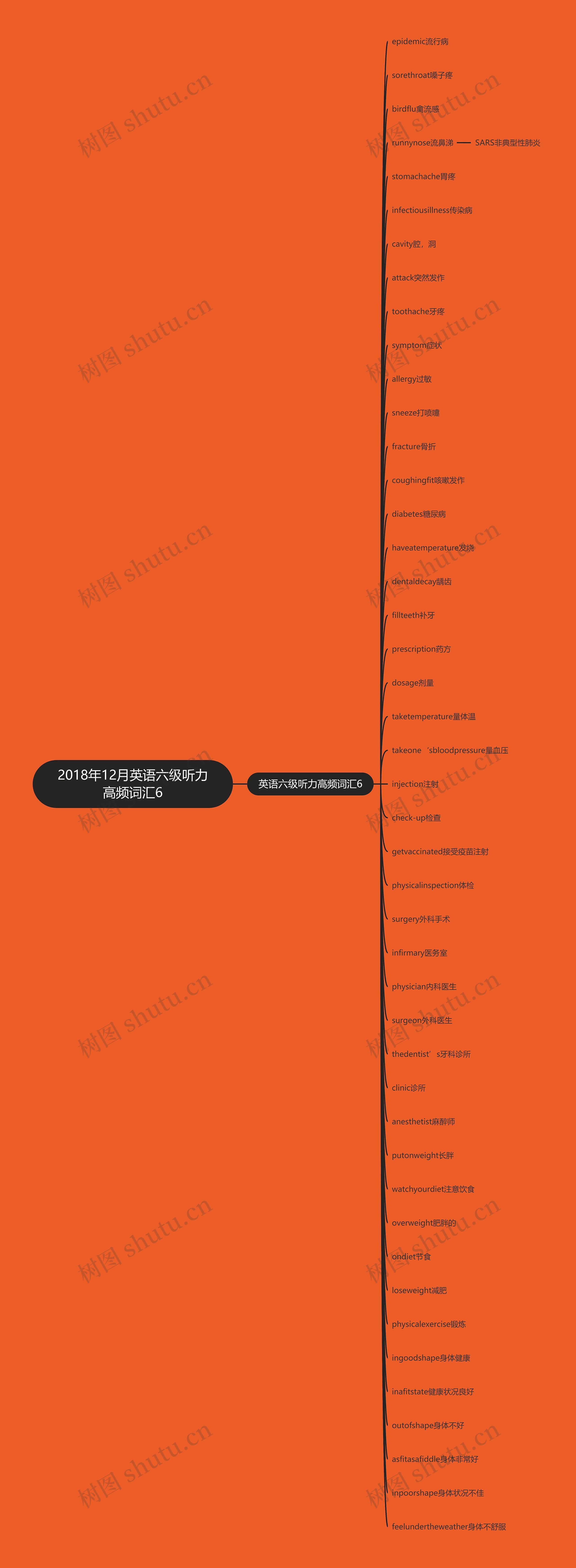 2018年12月英语六级听力高频词汇6思维导图