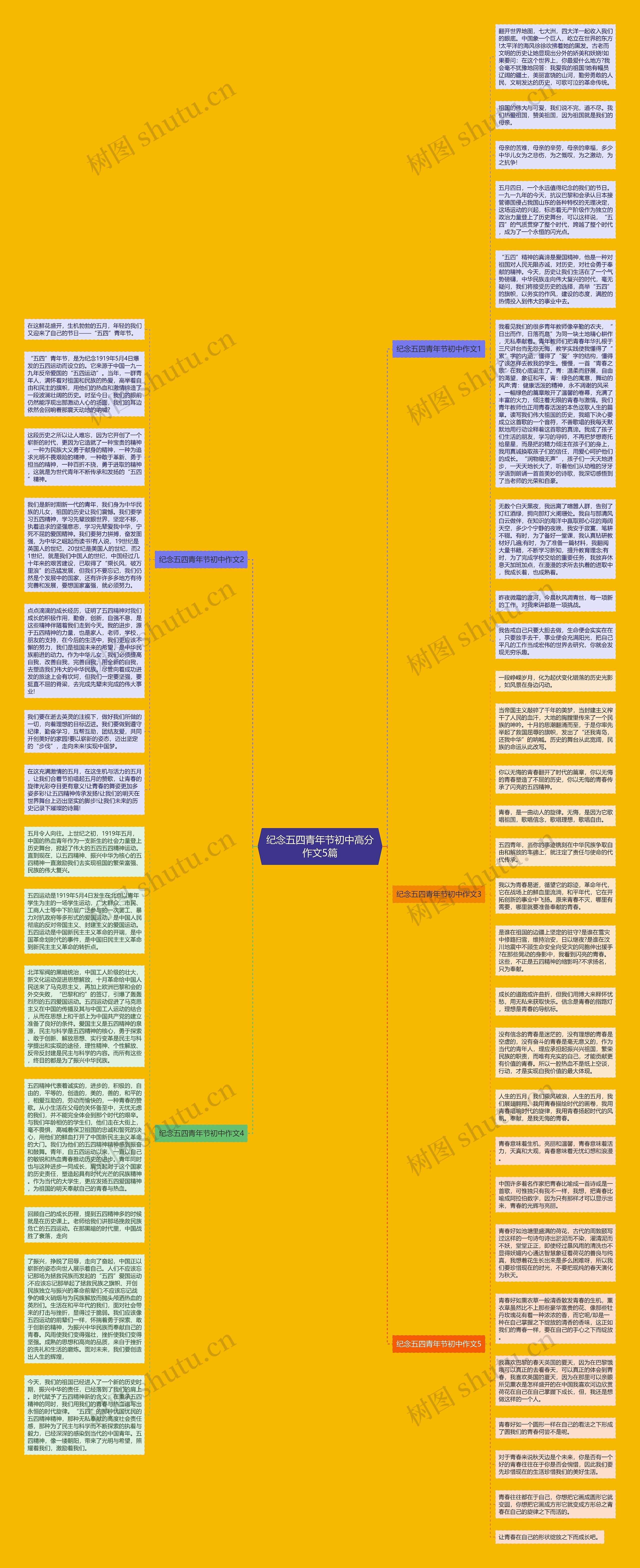 纪念五四青年节初中高分作文5篇思维导图