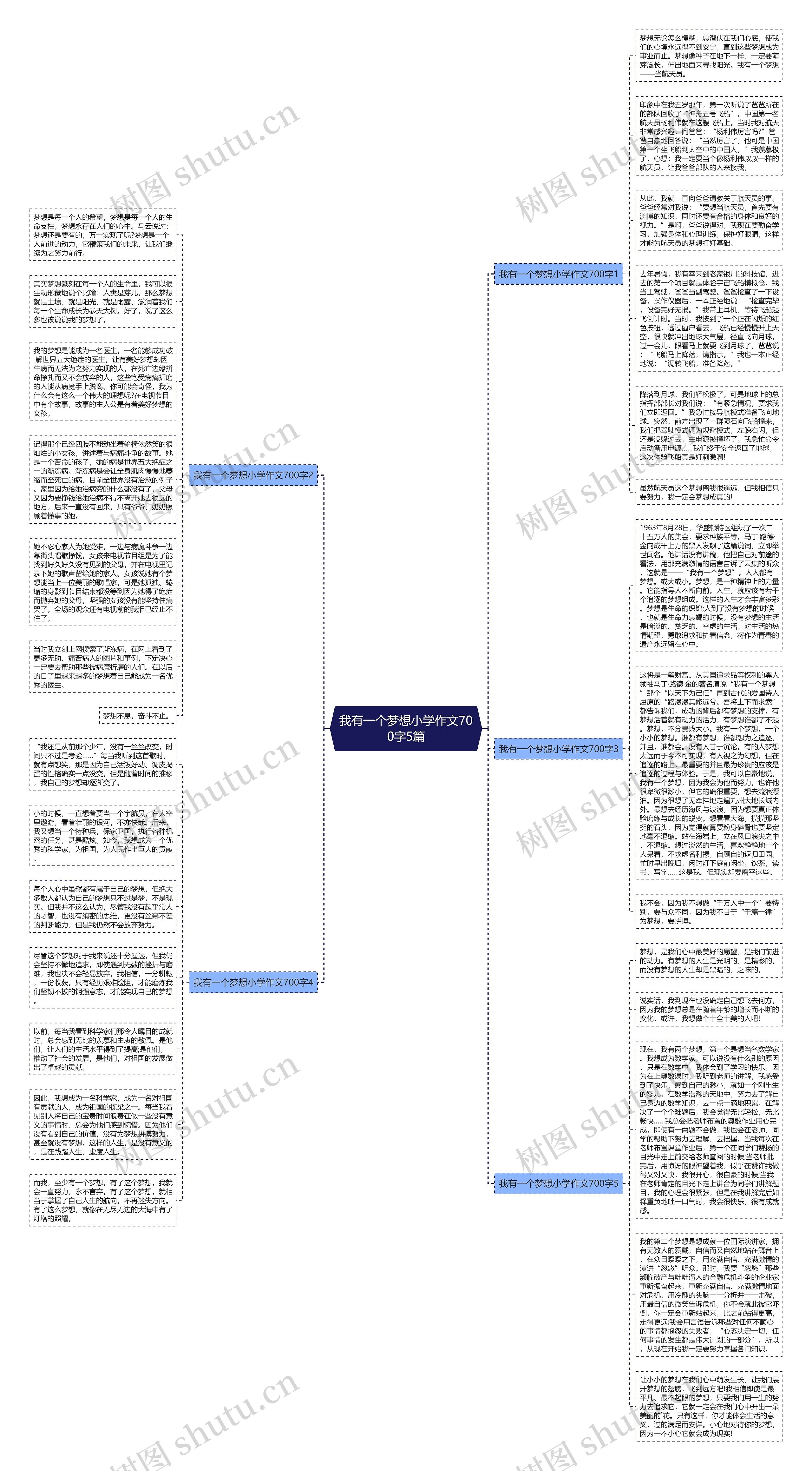 我有一个梦想小学作文700字5篇思维导图
