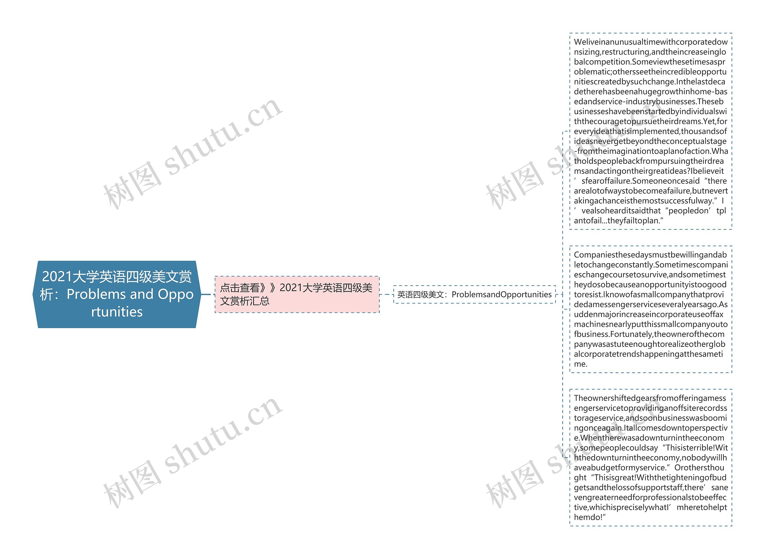 2021大学英语四级美文赏析：Problems and Opportunities思维导图