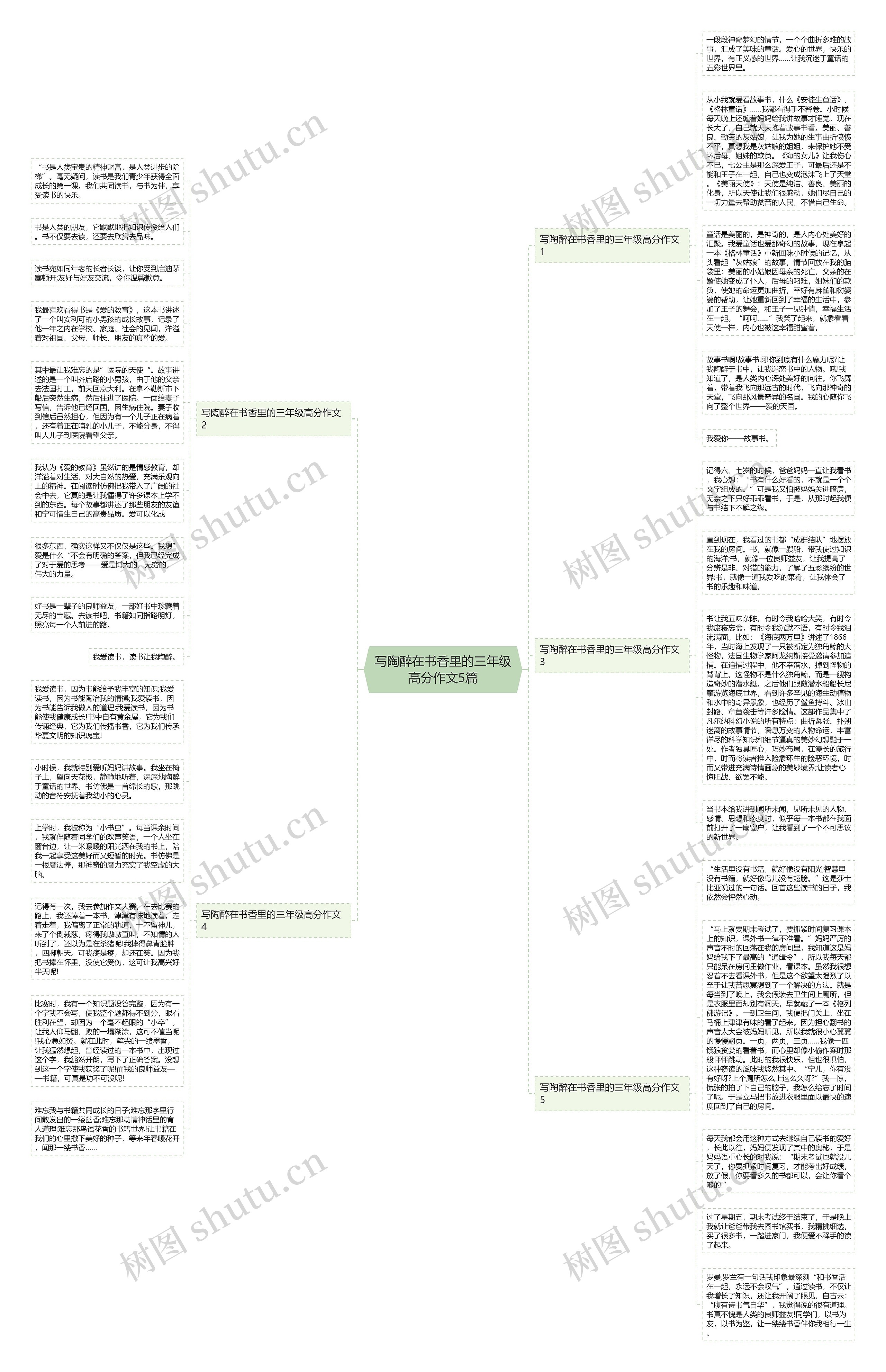 写陶醉在书香里的三年级高分作文5篇思维导图