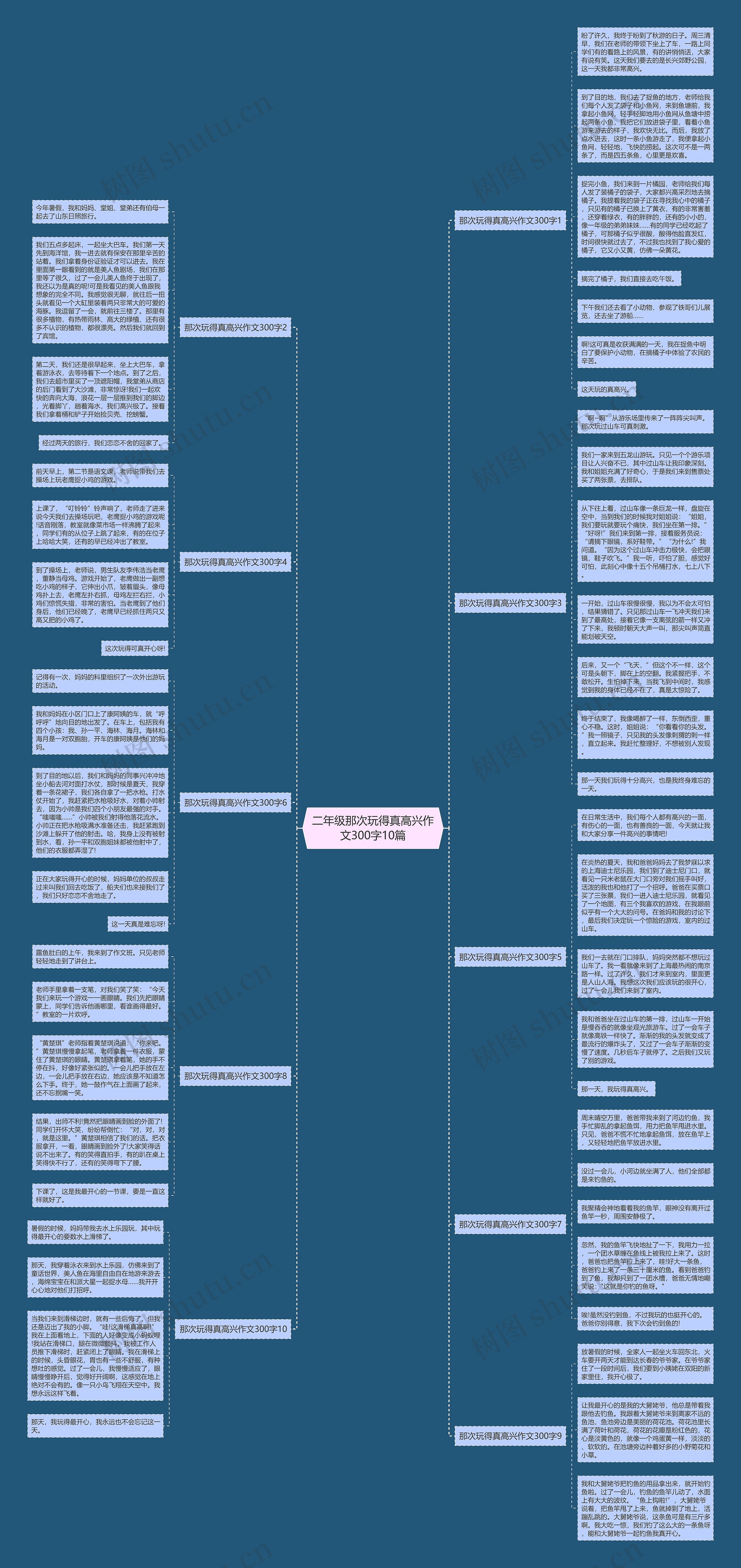 二年级那次玩得真高兴作文300字10篇思维导图