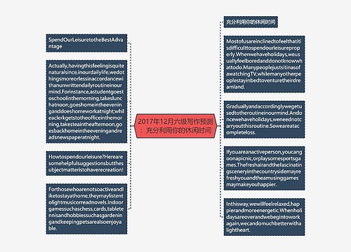 2017年12月六级写作预测：充分利用你的休闲时间