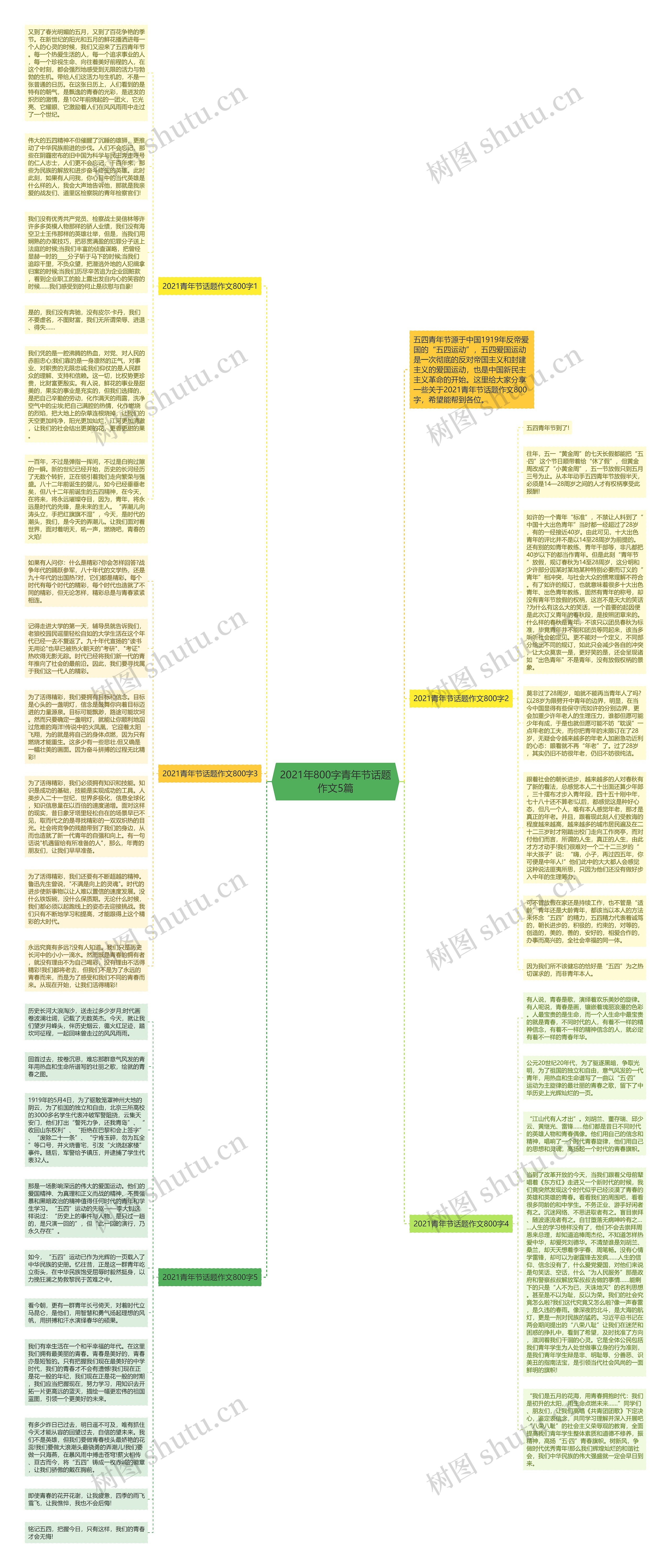 2021年800字青年节话题作文5篇思维导图