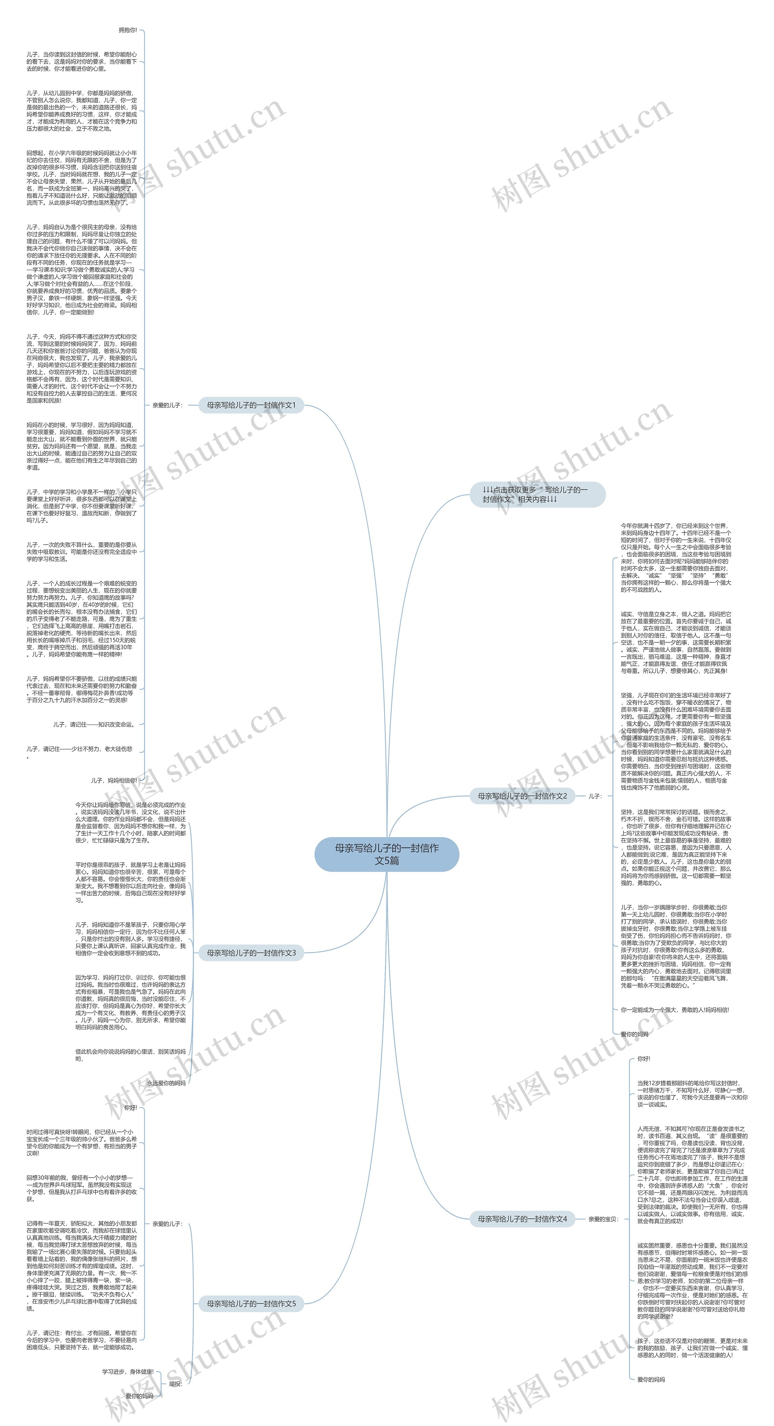 母亲写给儿子的一封信作文5篇思维导图