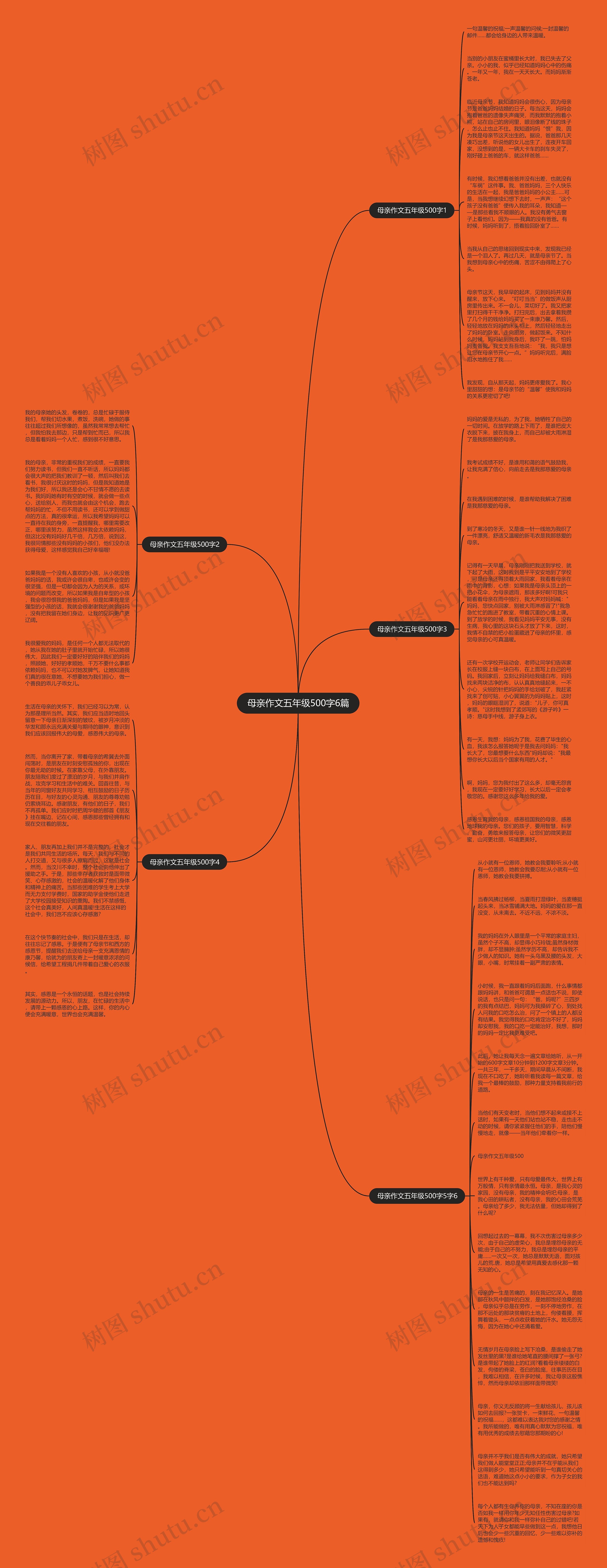 母亲作文五年级500字6篇思维导图