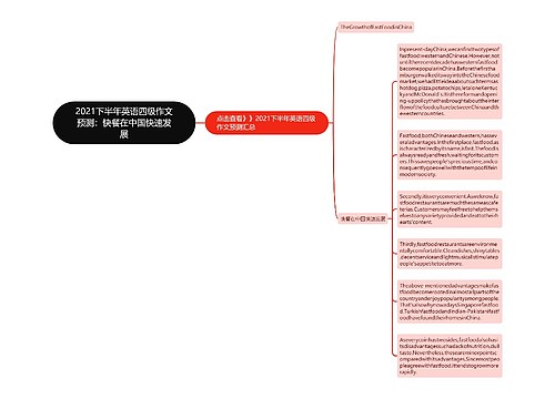 2021下半年英语四级作文预测：快餐在中国快速发展