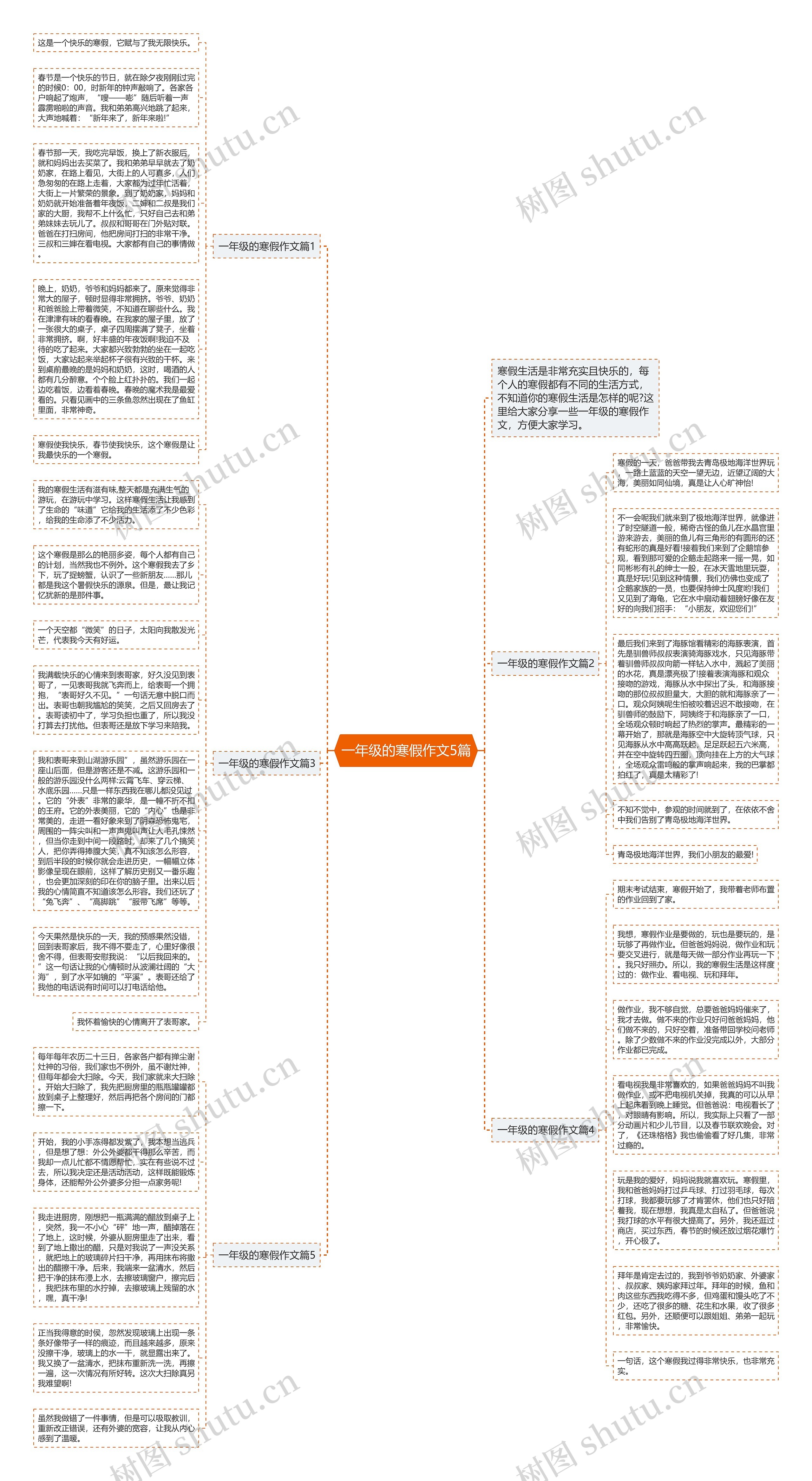 一年级的寒假作文5篇思维导图
