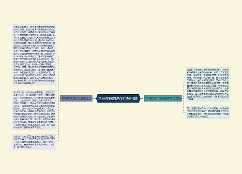 企业存在的两个市场问题 