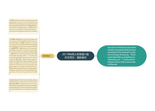 2017年6月大学英语六级作文范文：维持信任