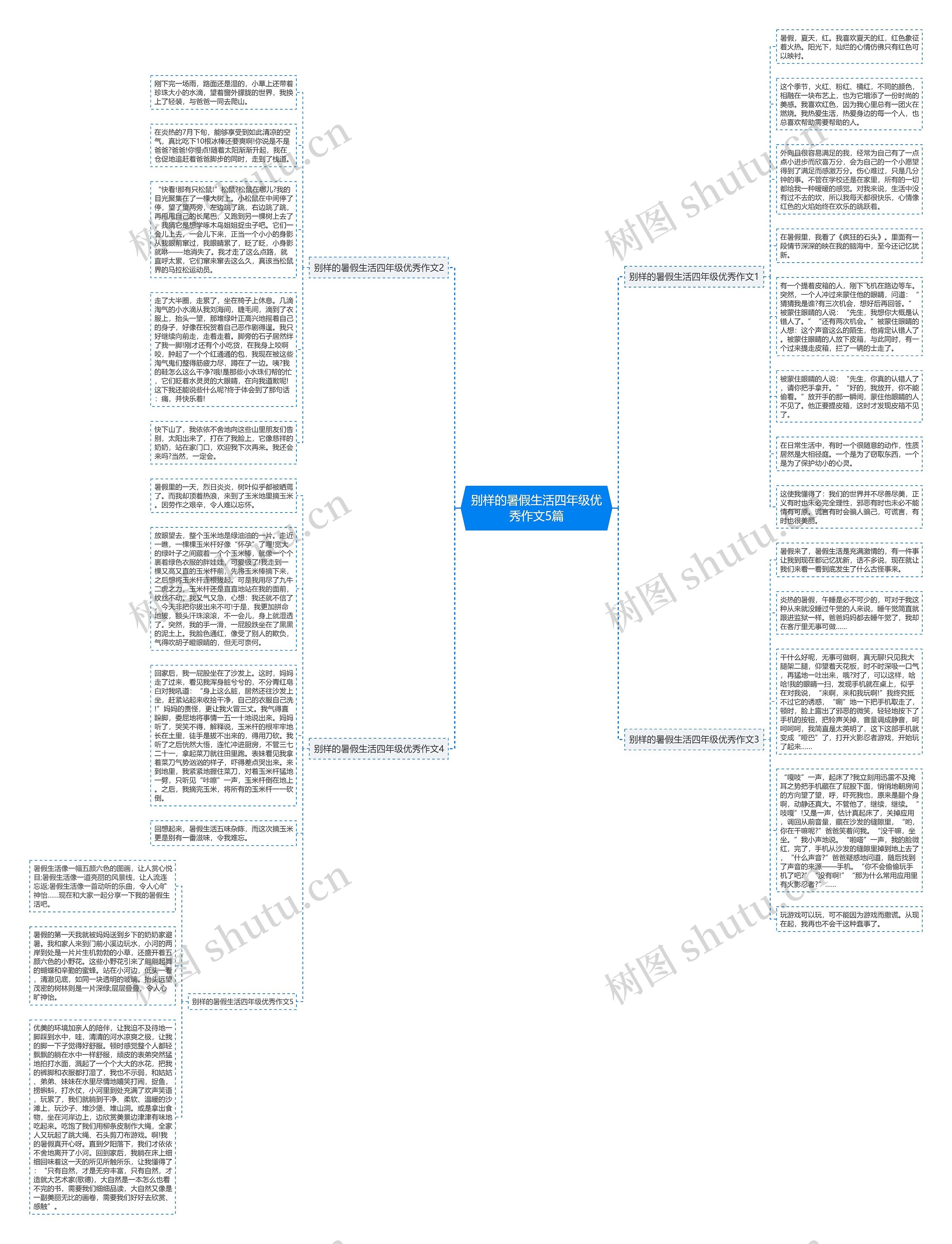 别样的暑假生活四年级优秀作文5篇思维导图