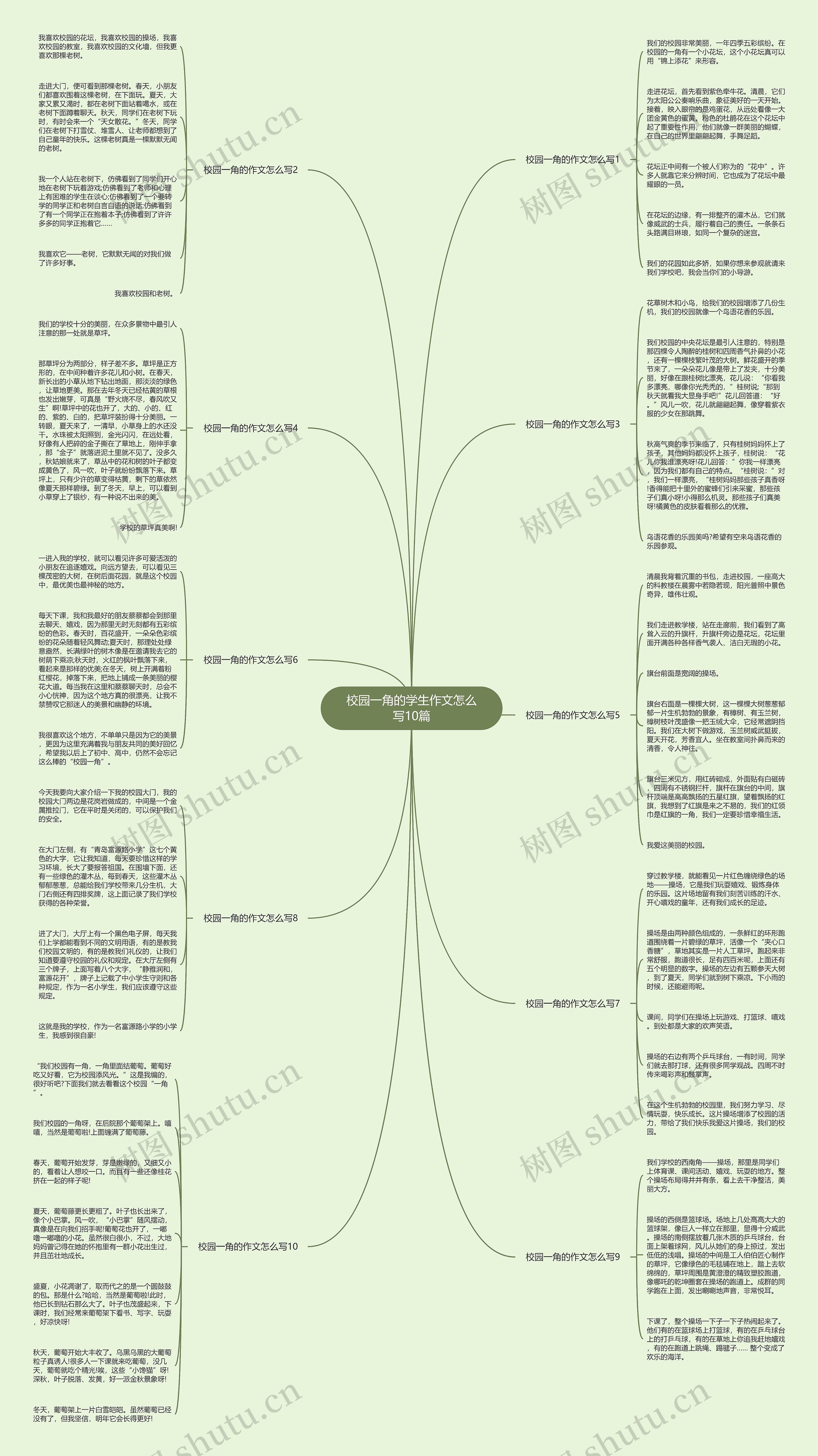 校园一角的学生作文怎么写10篇思维导图