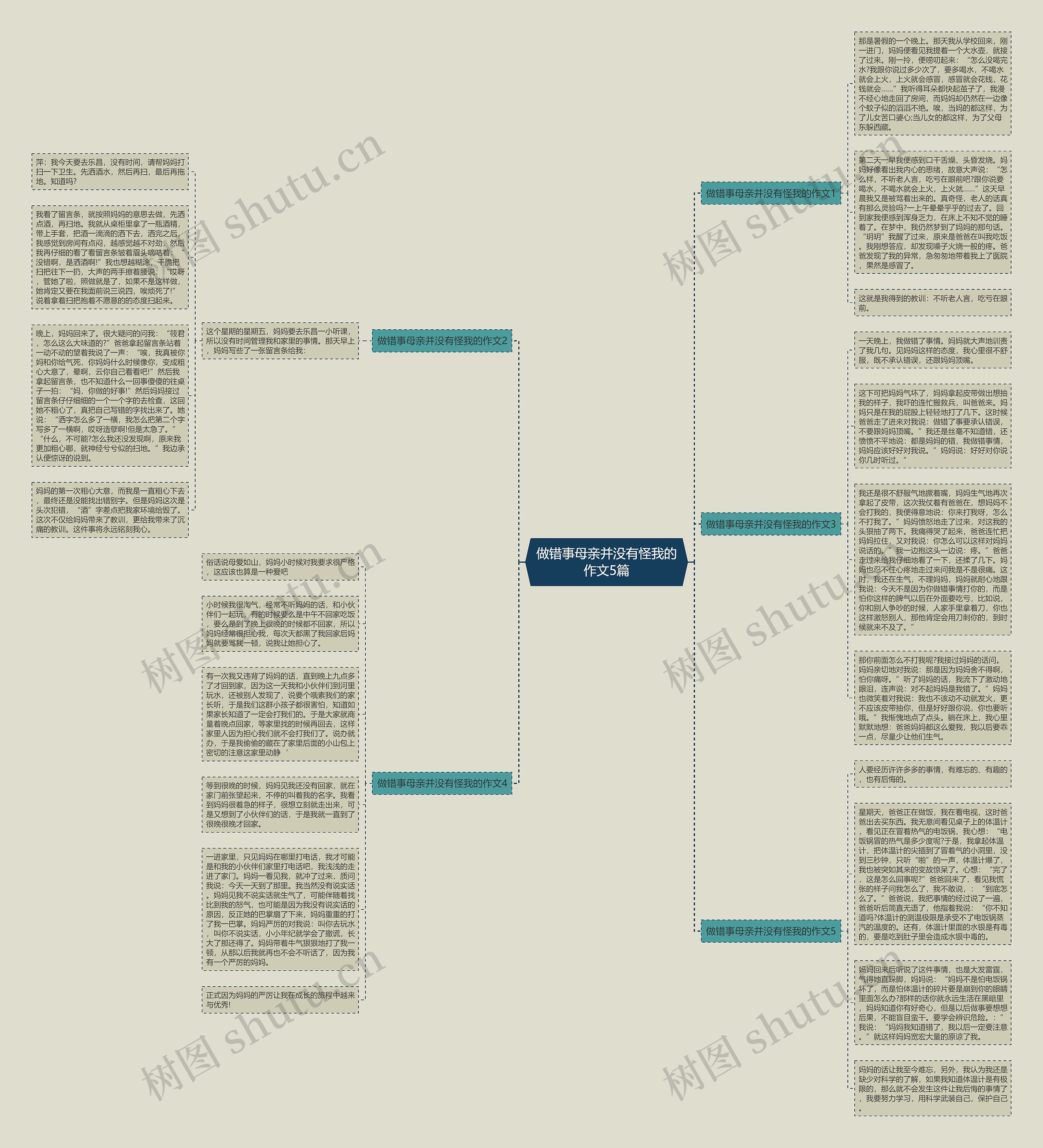 做错事母亲并没有怪我的作文5篇思维导图