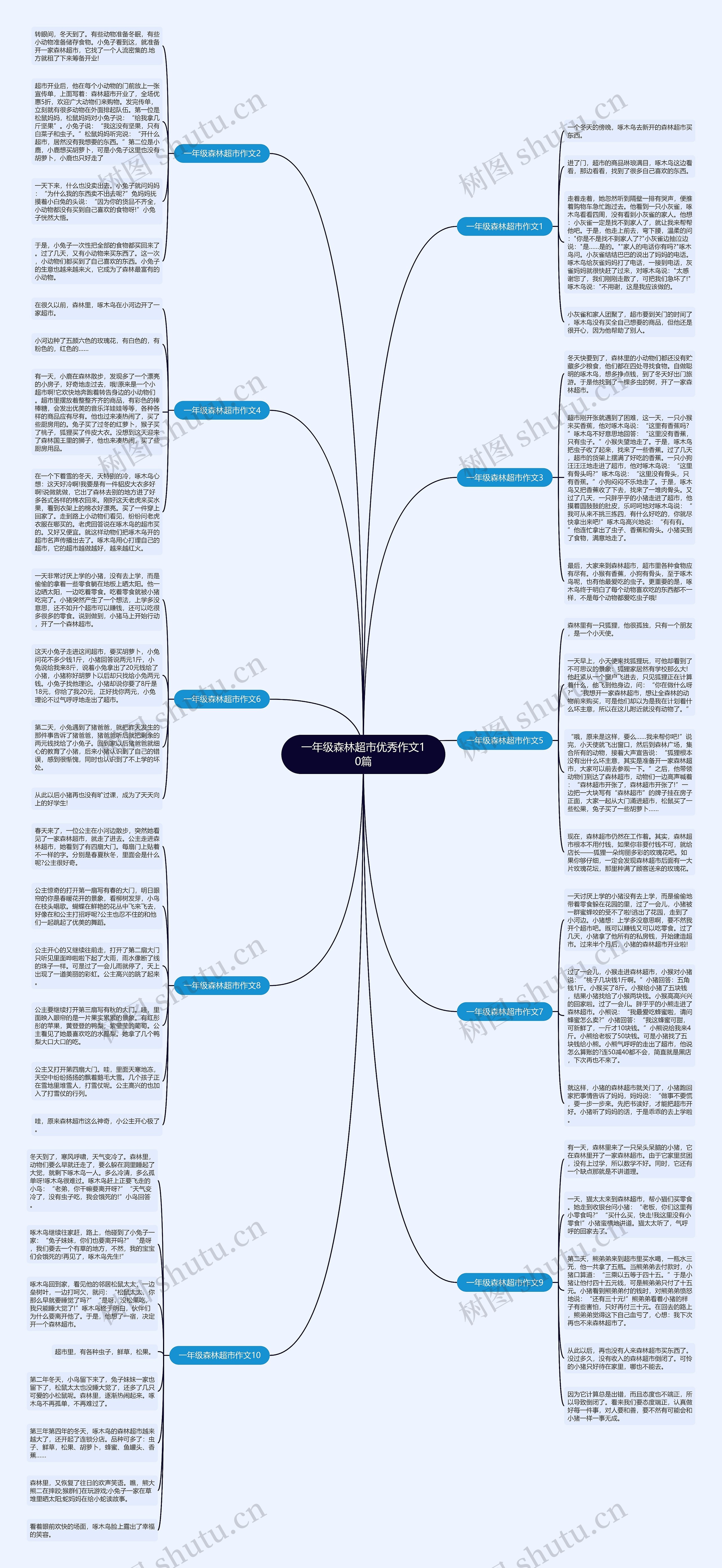 一年级森林超市优秀作文10篇思维导图