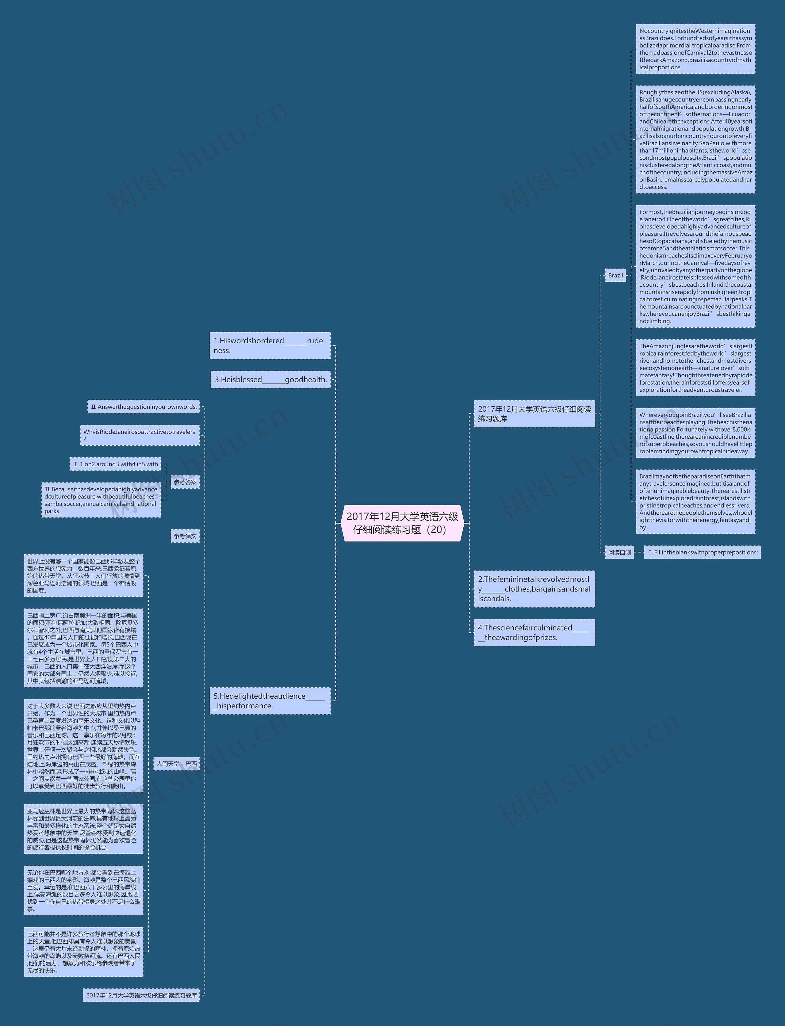 2017年12月大学英语六级仔细阅读练习题（20）思维导图