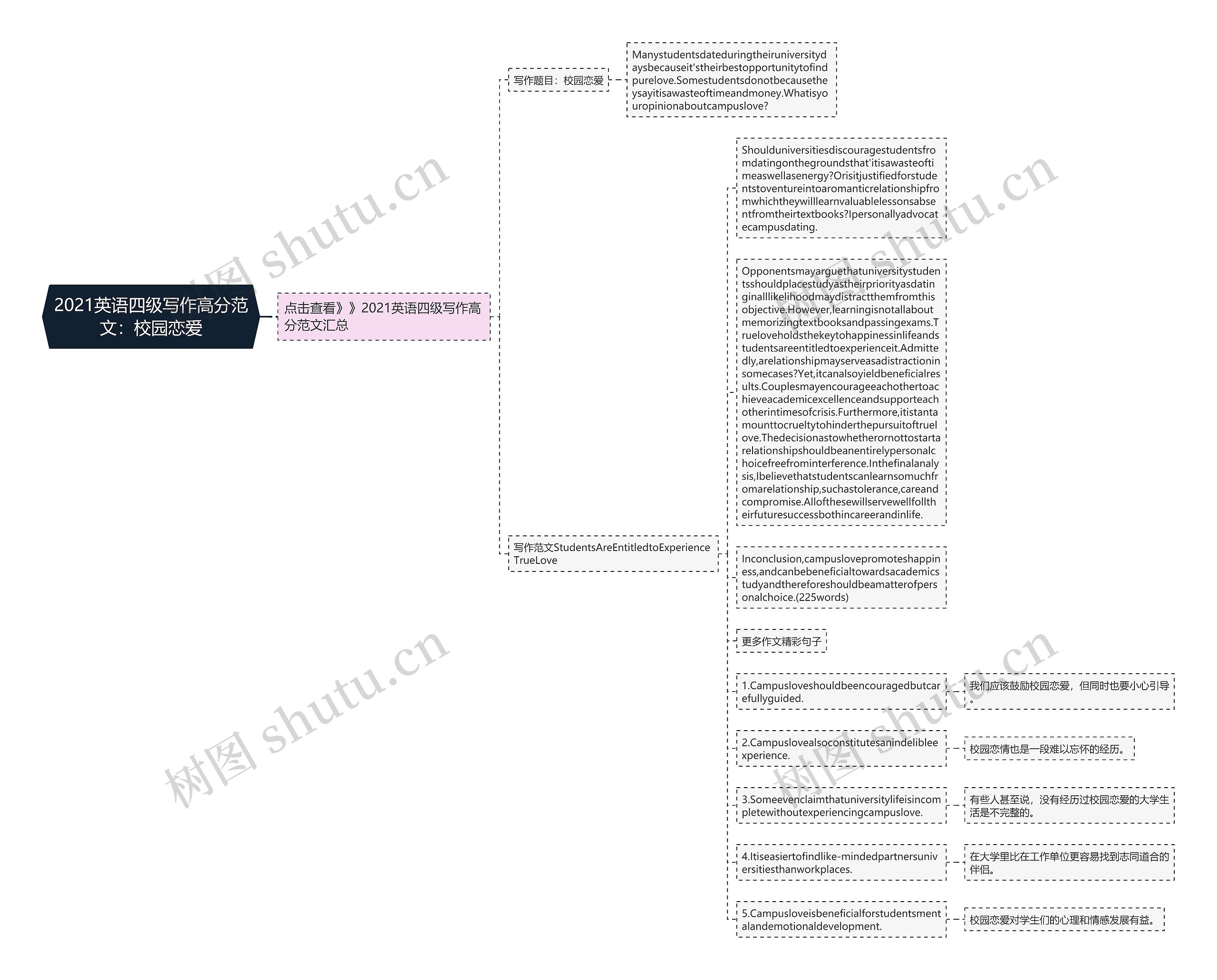 2021英语四级写作高分范文：校园恋爱思维导图