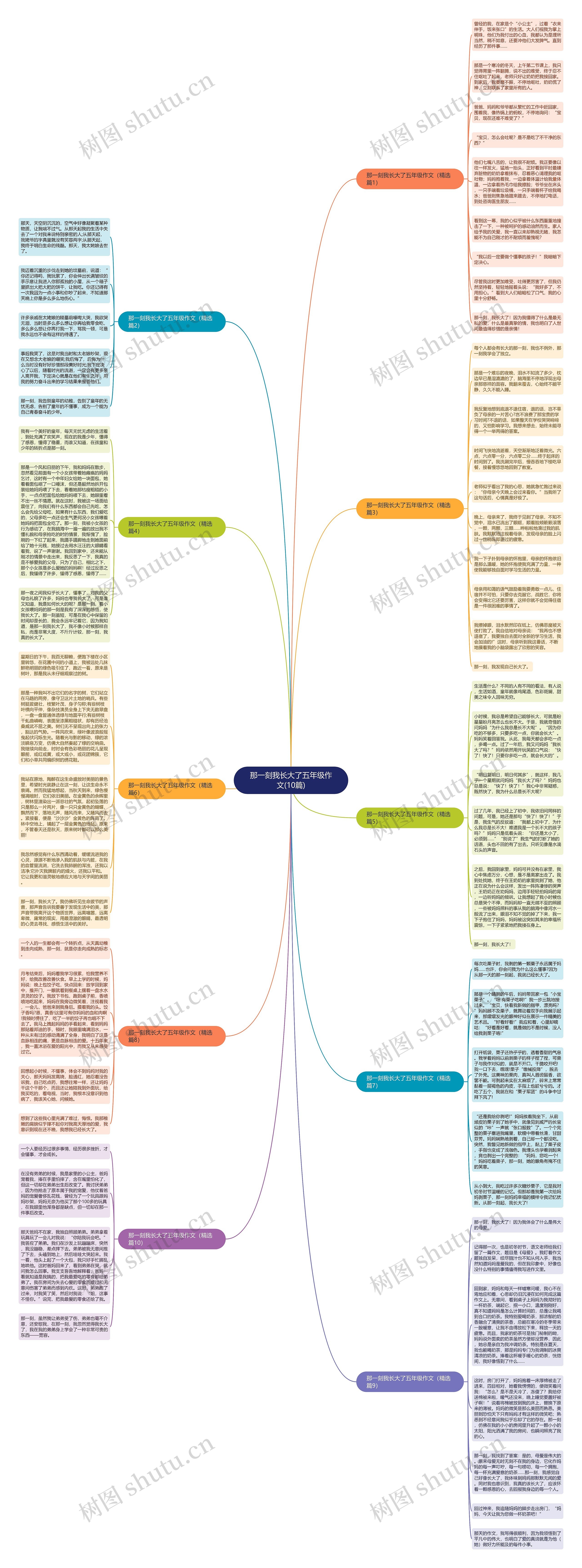 那一刻我长大了五年级作文(10篇)思维导图