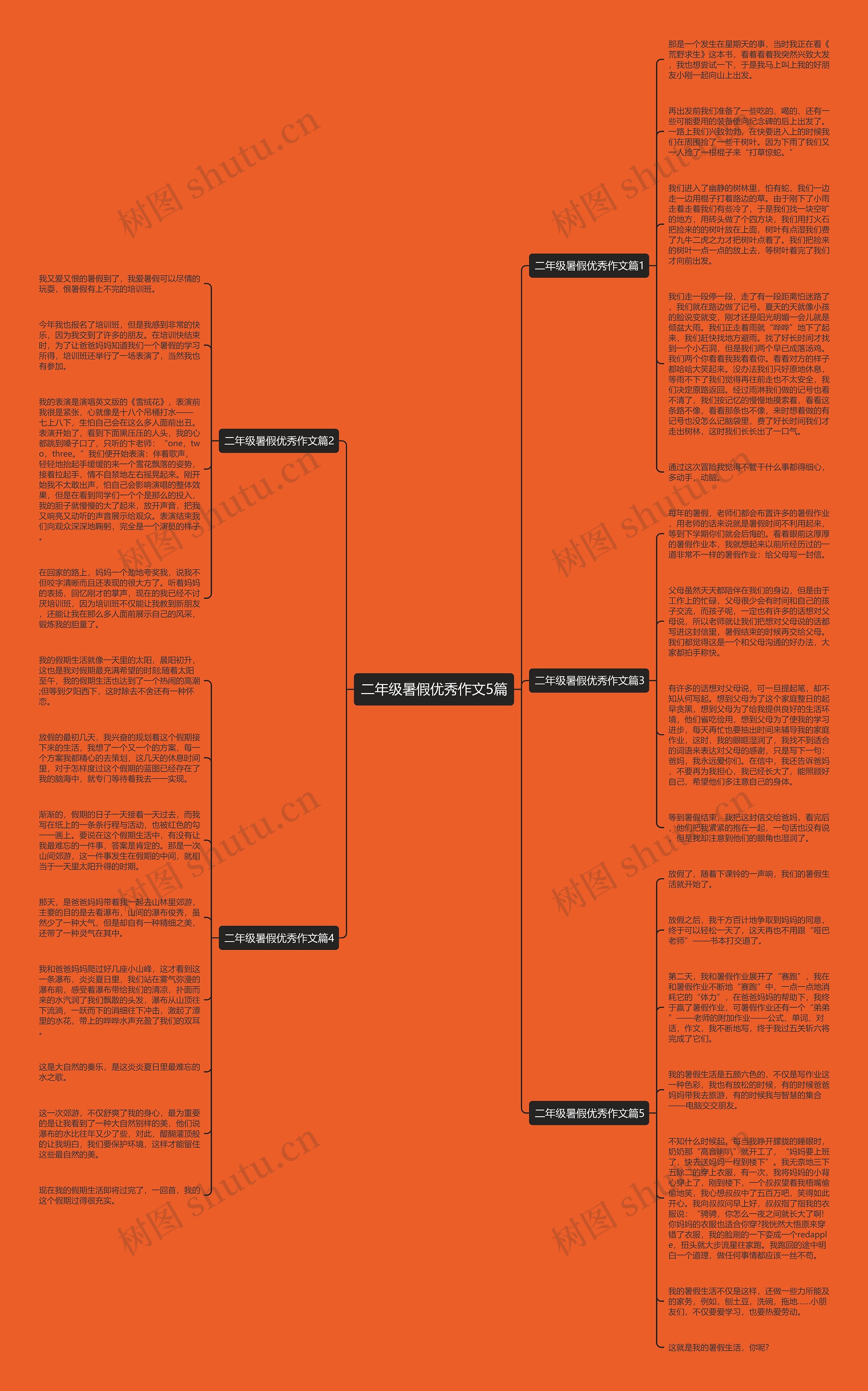 二年级暑假优秀作文5篇思维导图