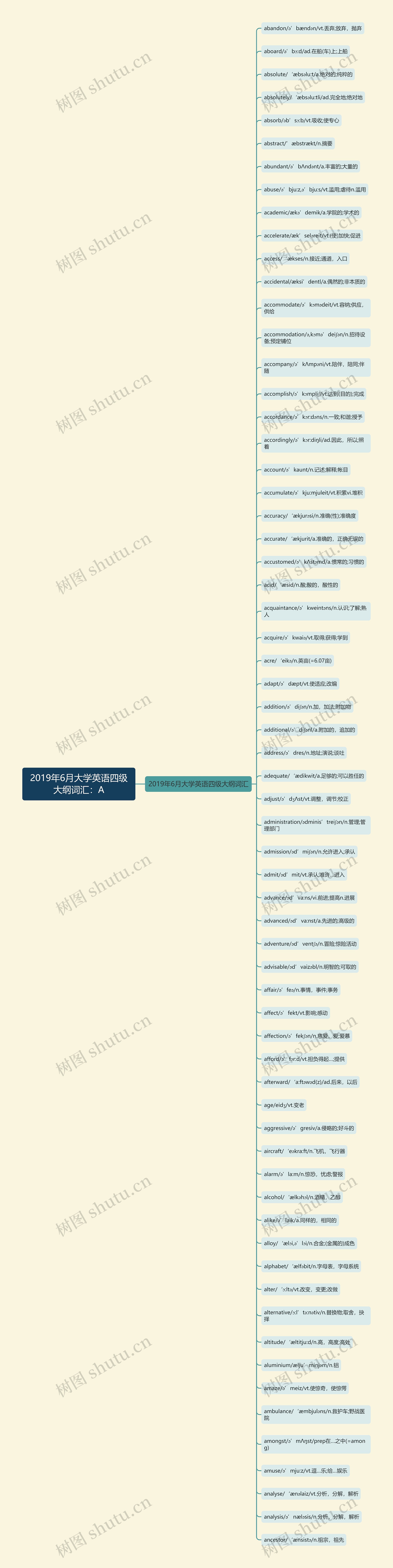 2019年6月大学英语四级大纲词汇：A