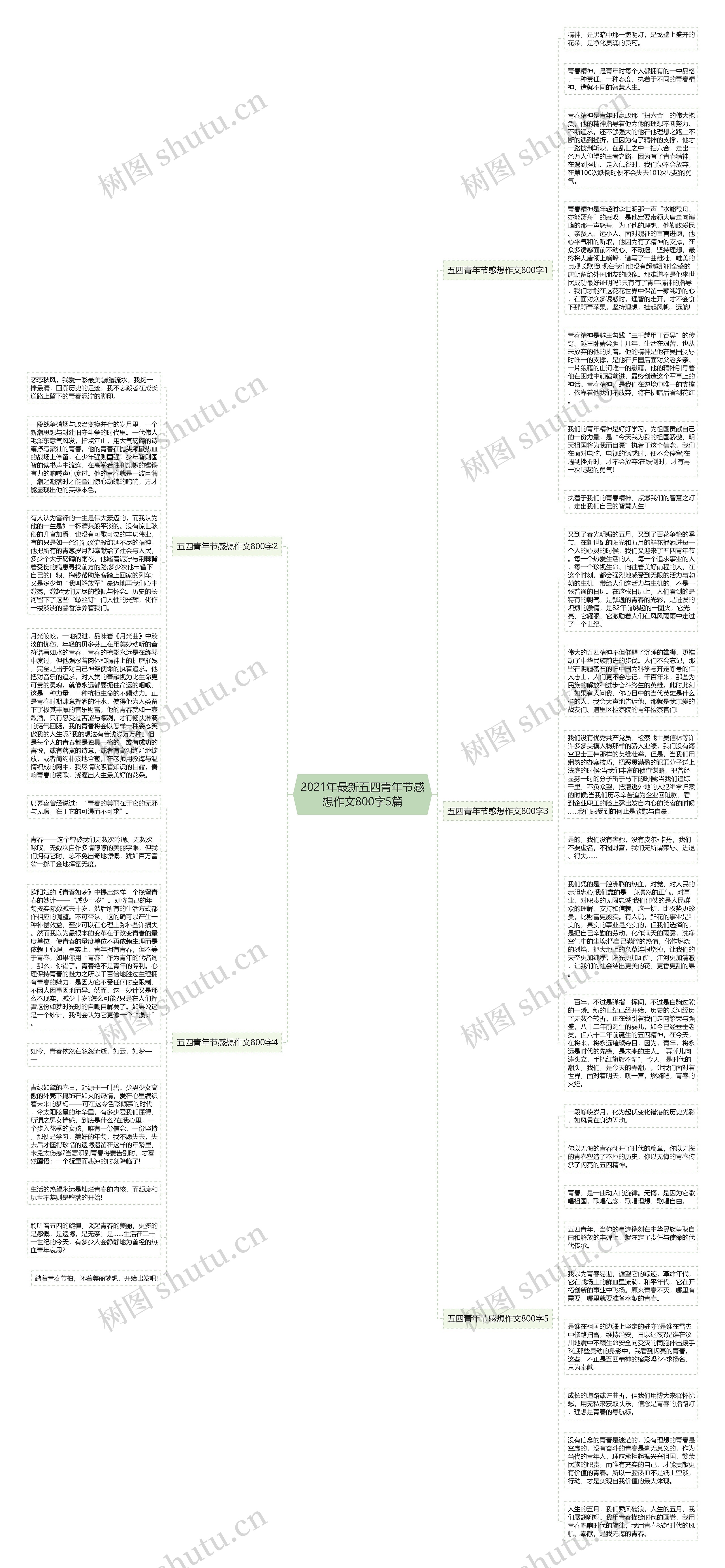 2021年最新五四青年节感想作文800字5篇思维导图