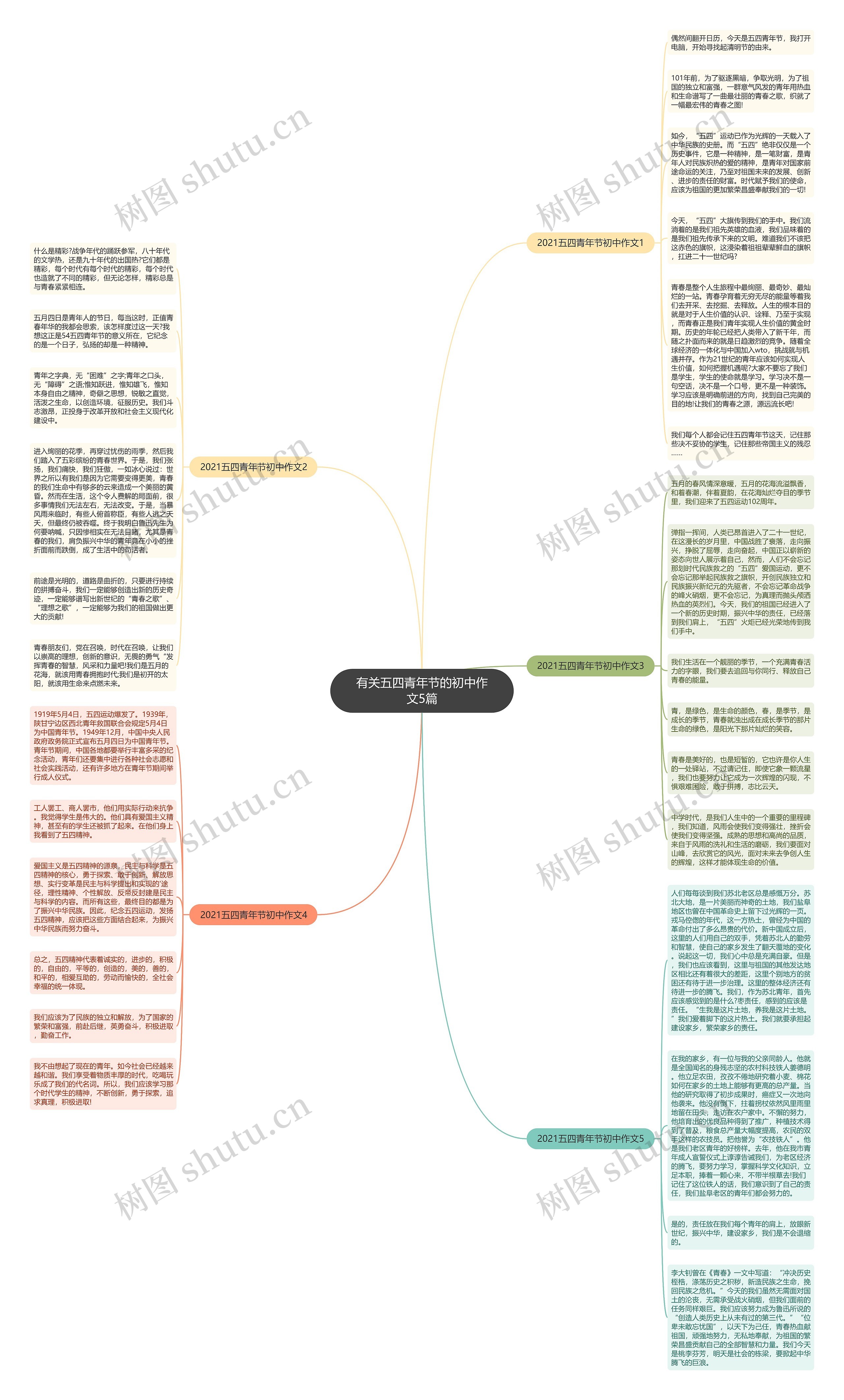 有关五四青年节的初中作文5篇思维导图