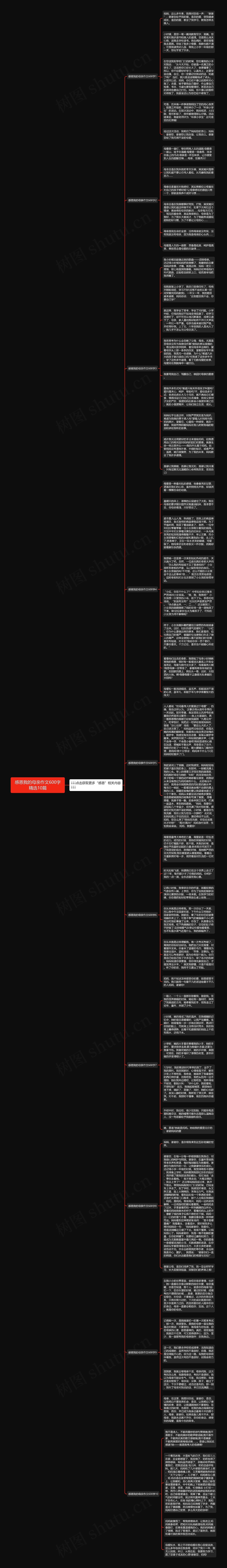 感恩我的母亲作文600字精选10篇思维导图
