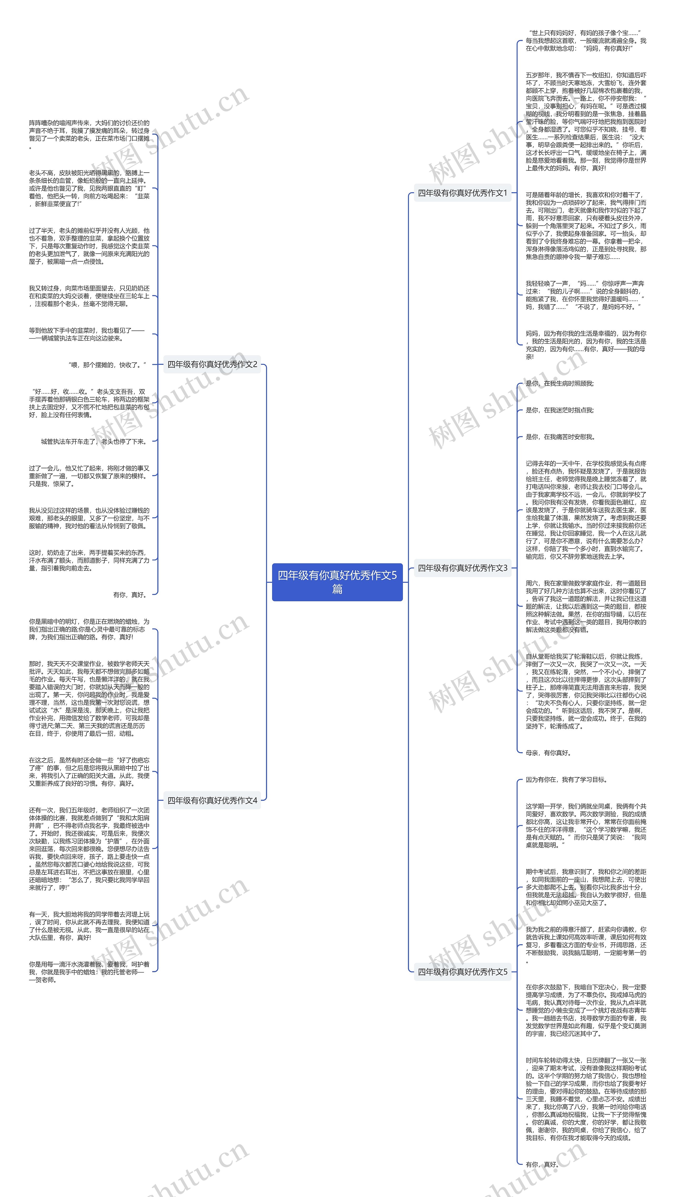 四年级有你真好优秀作文5篇思维导图