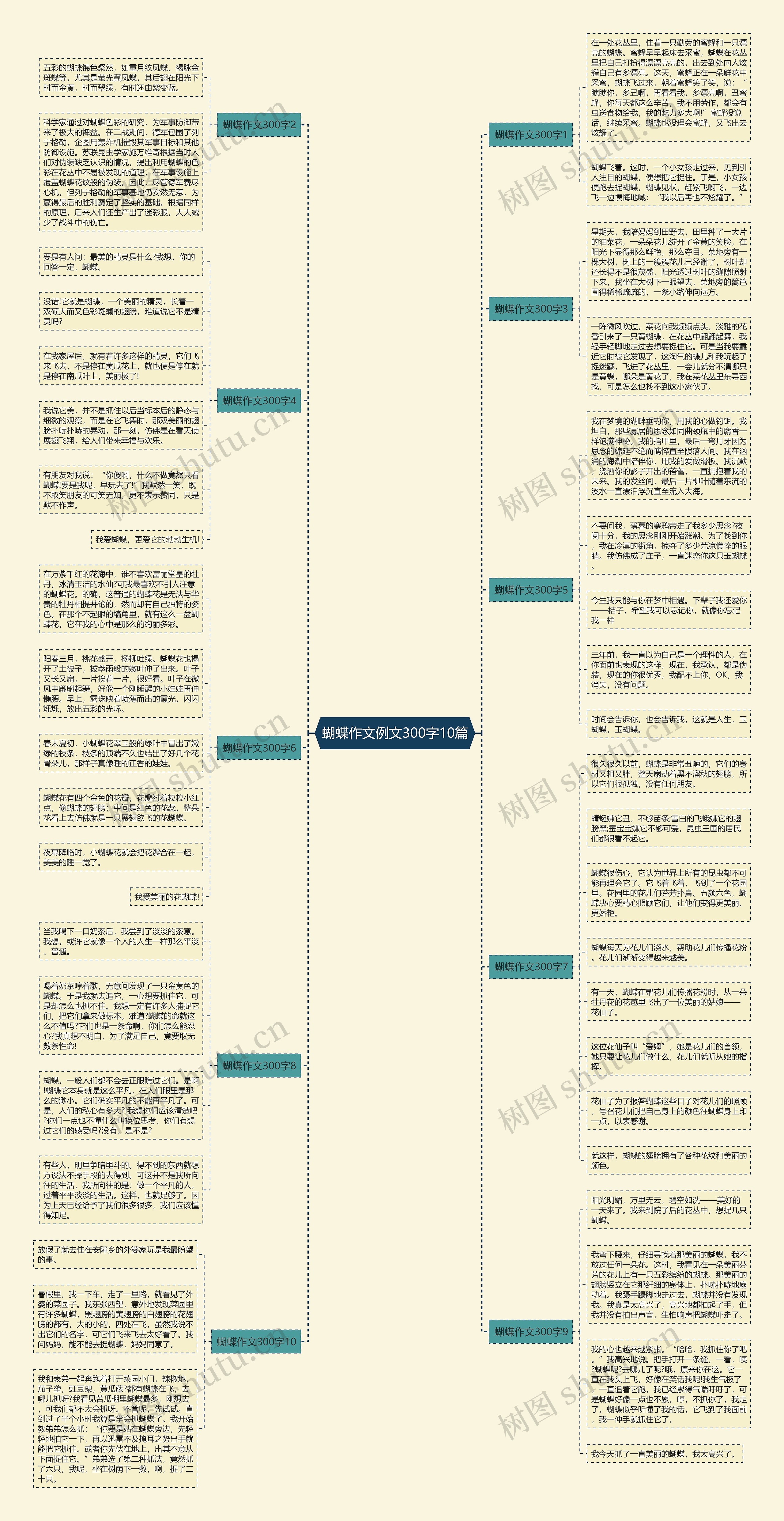 蝴蝶作文例文300字10篇思维导图