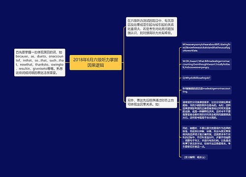 2018年6月六级听力掌握因果逻辑