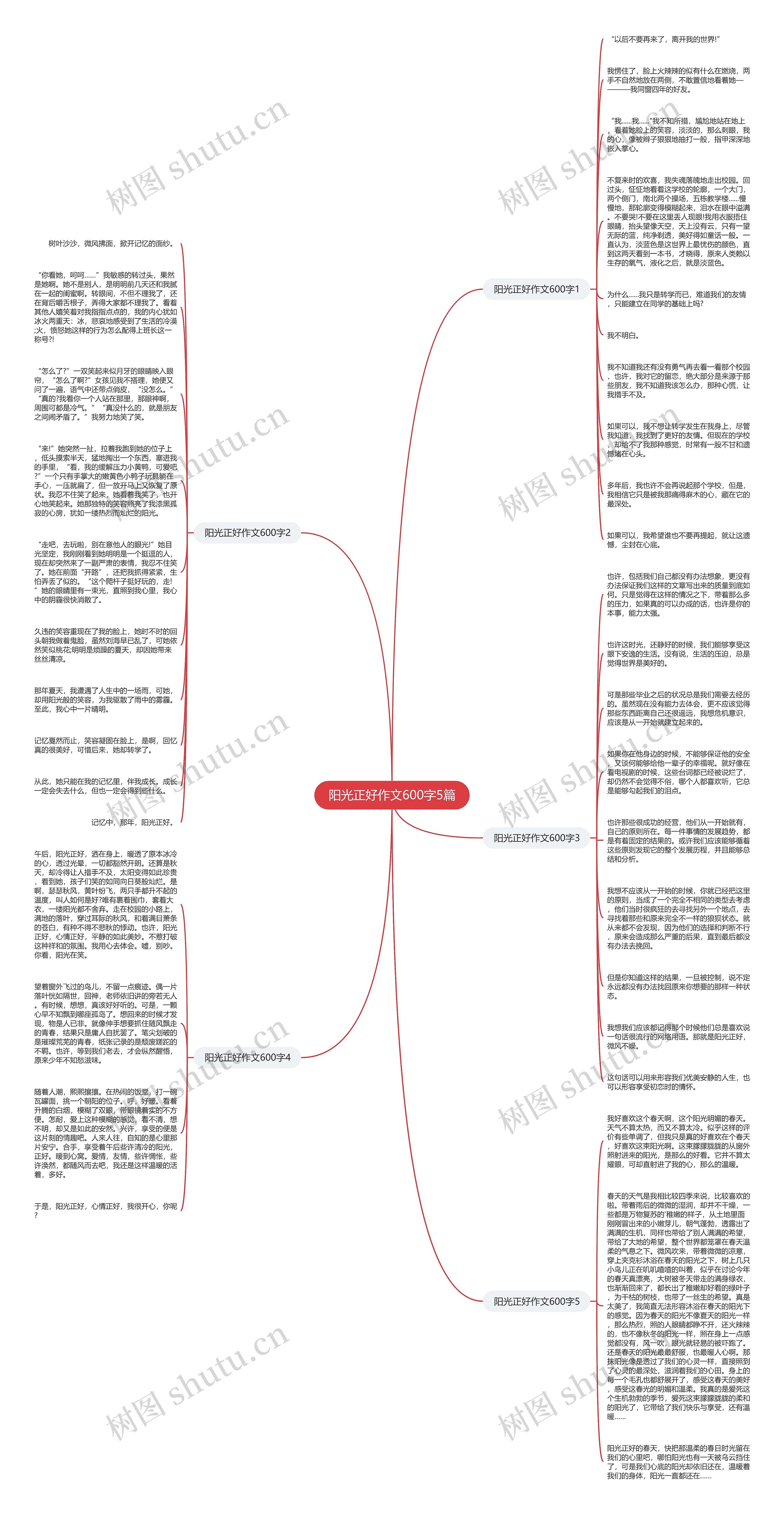 阳光正好作文600字5篇思维导图