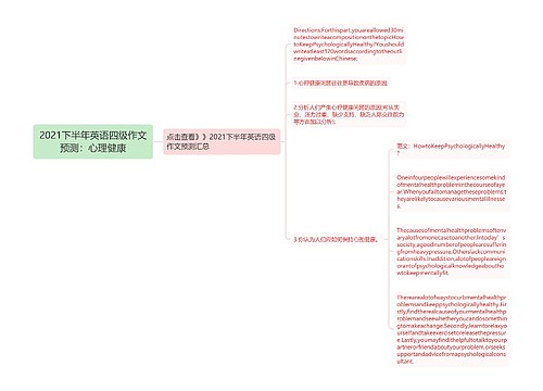 2021下半年英语四级作文预测：心理健康