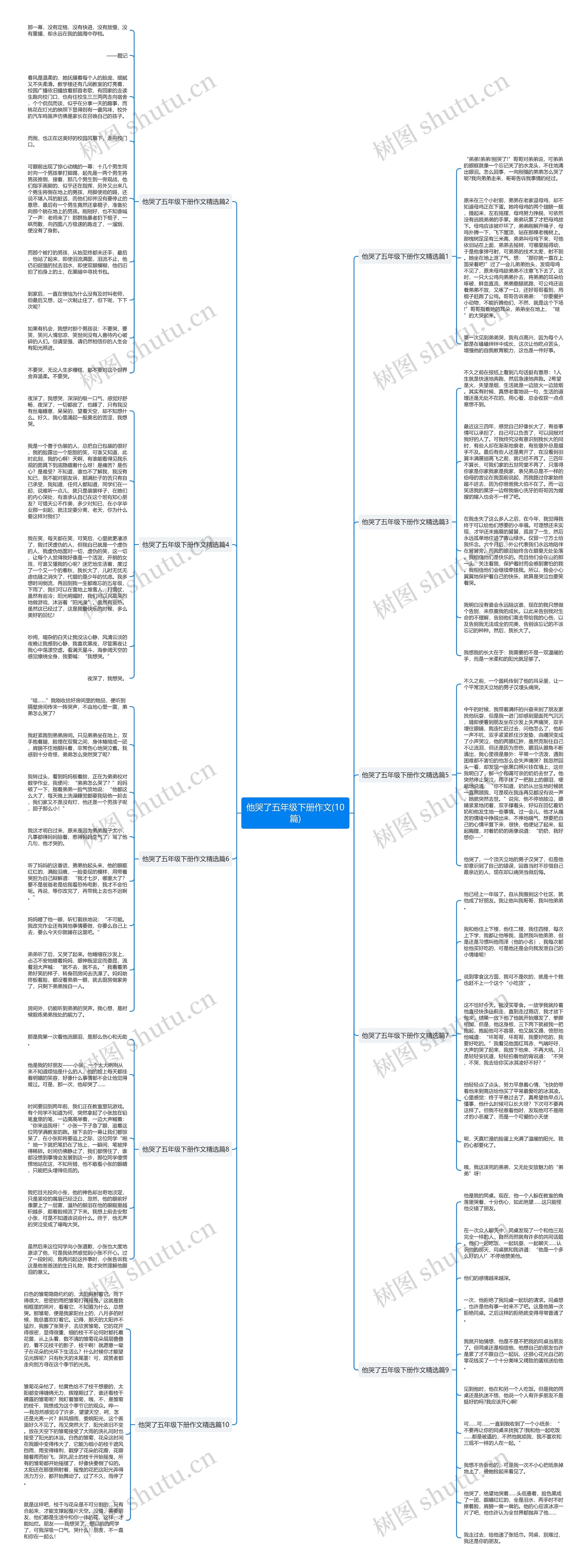 他哭了五年级下册作文(10篇)思维导图