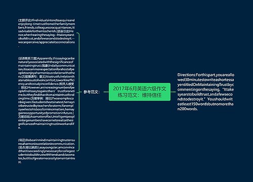2017年6月英语六级作文练习范文：维持信任