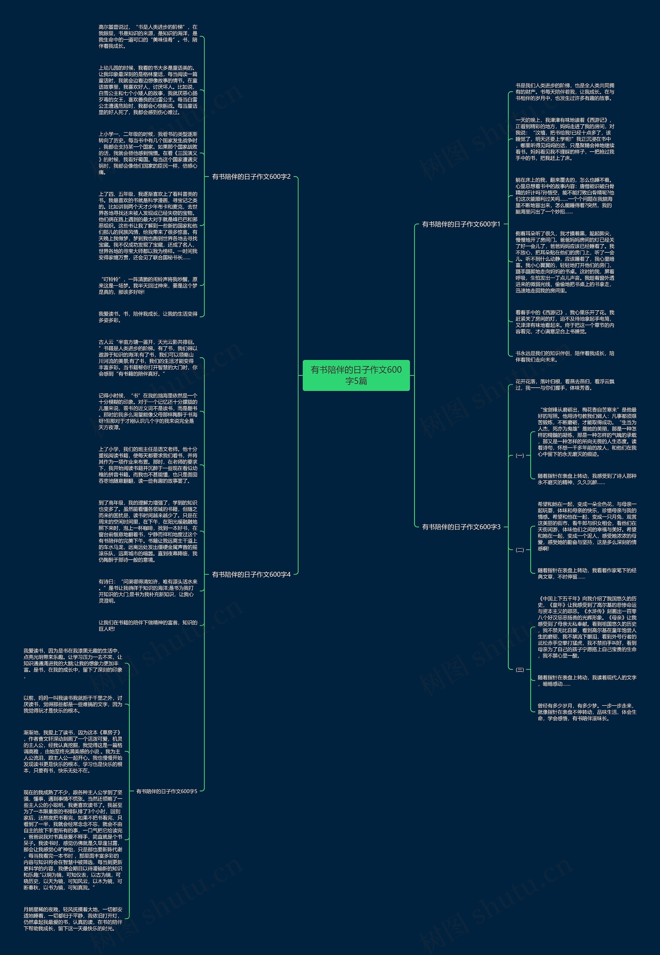 有书陪伴的日子作文600字5篇思维导图