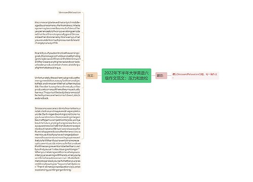 2022年下半年大学英语六级作文范文：压力和放松