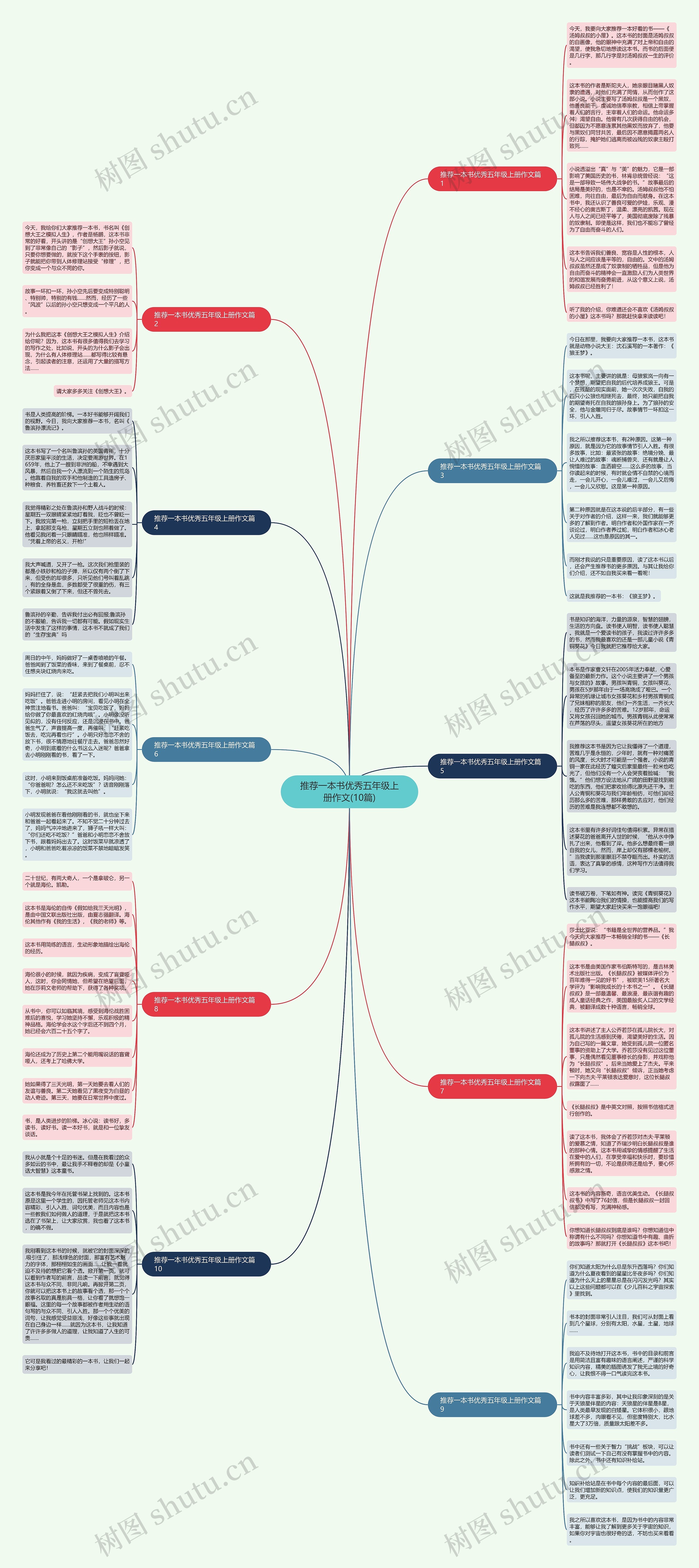 推荐一本书优秀五年级上册作文(10篇)思维导图