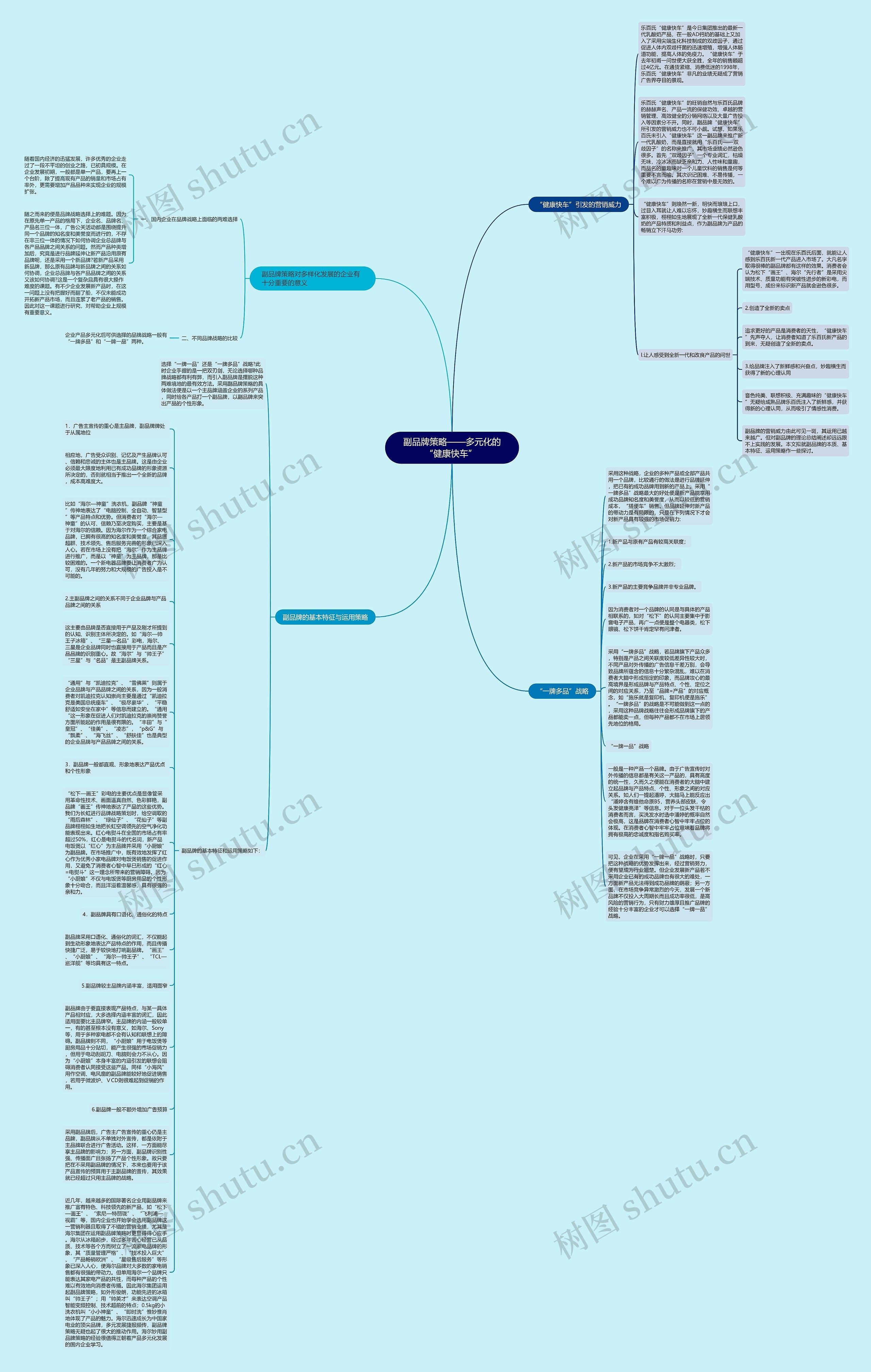 副品牌策略——多元化的“健康快车” 思维导图高清图 副品牌策略——多元化的“健康快车” 思维导图