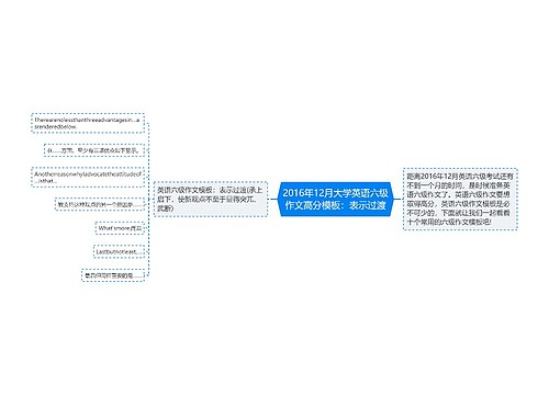 2016年12月大学英语六级作文高分模板：表示过渡