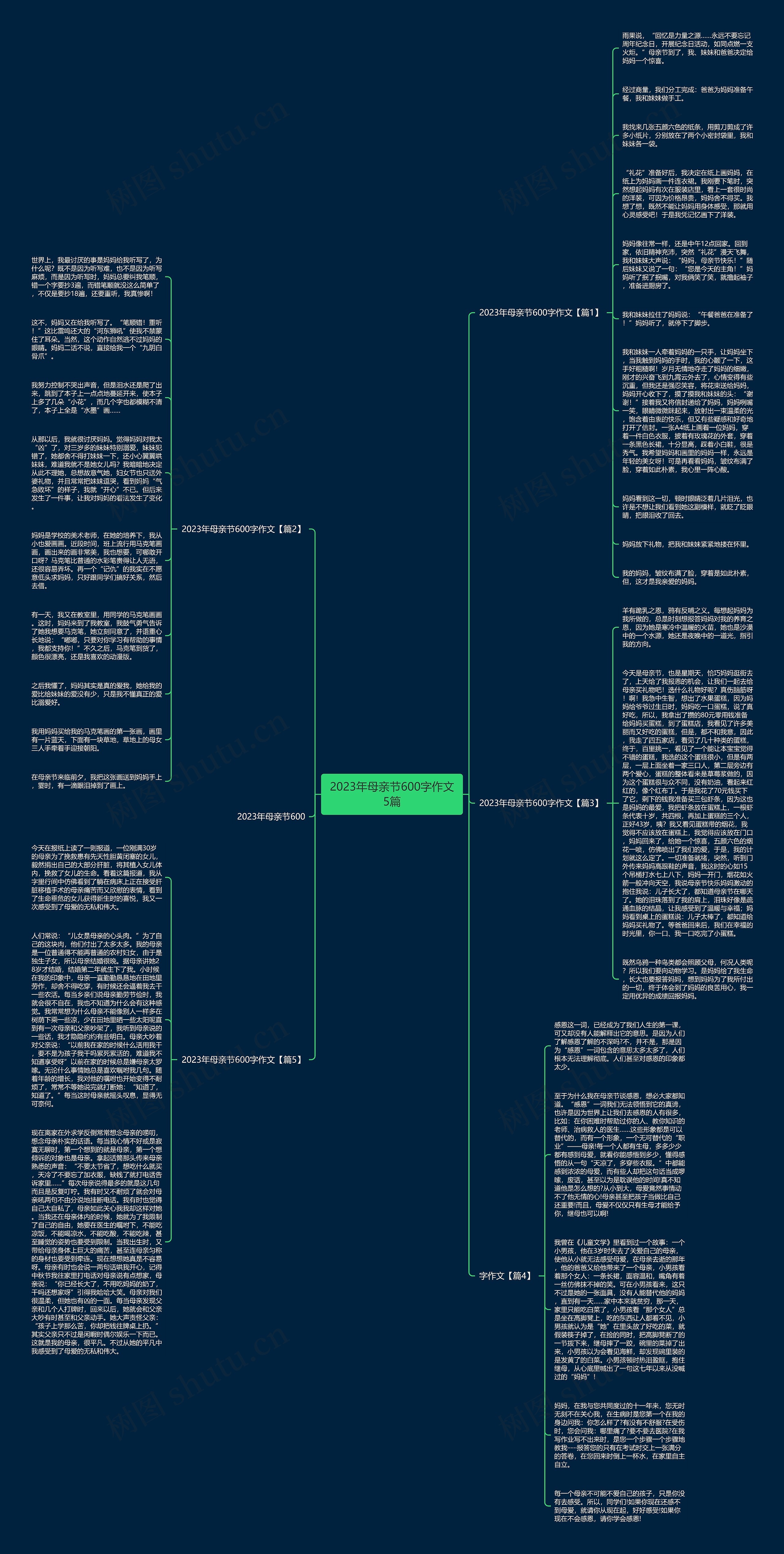 2023年母亲节600字作文5篇思维导图