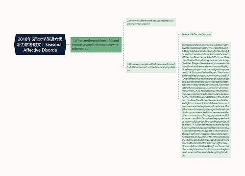 2018年6月大学英语六级听力常考时文：Seasonal Affective Disorde