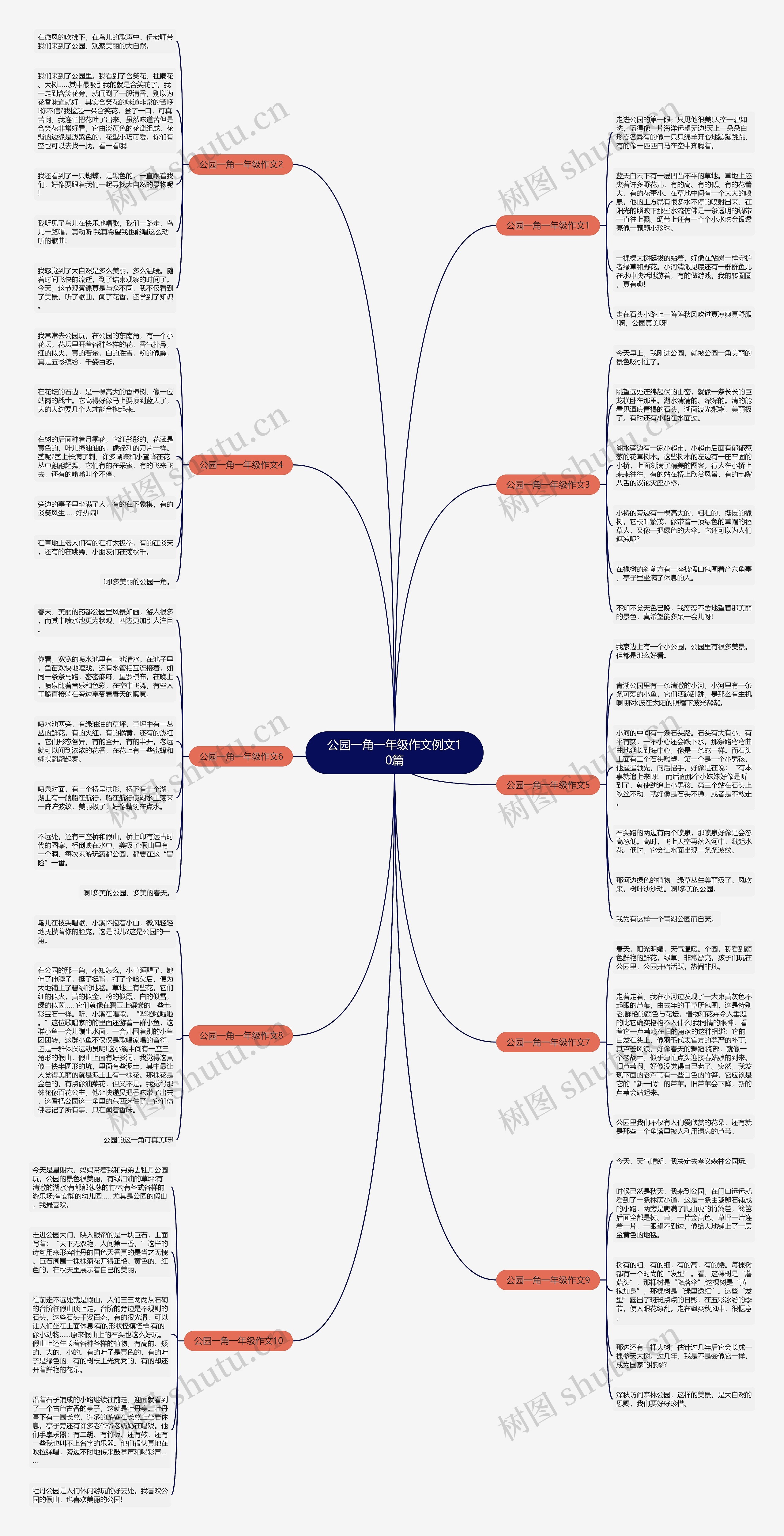 公园一角一年级作文例文10篇思维导图