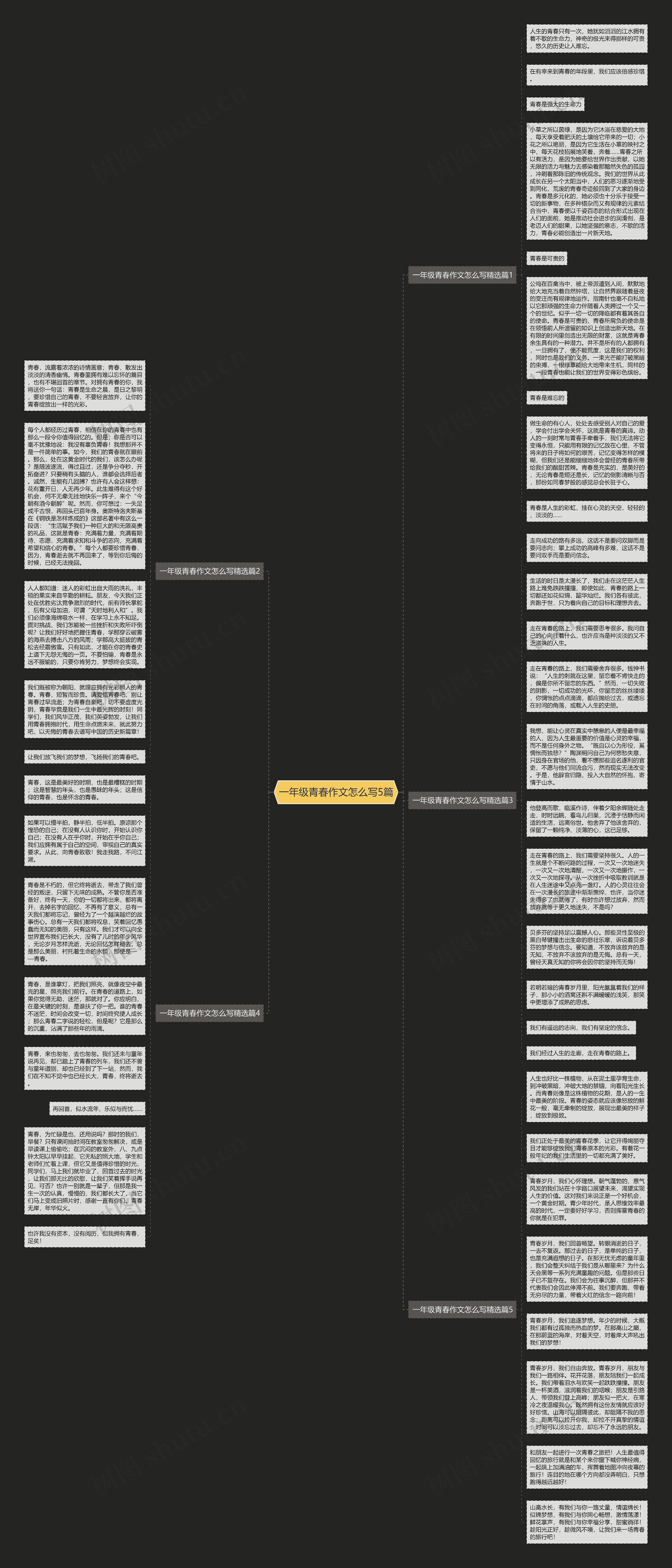 一年级青春作文怎么写5篇思维导图