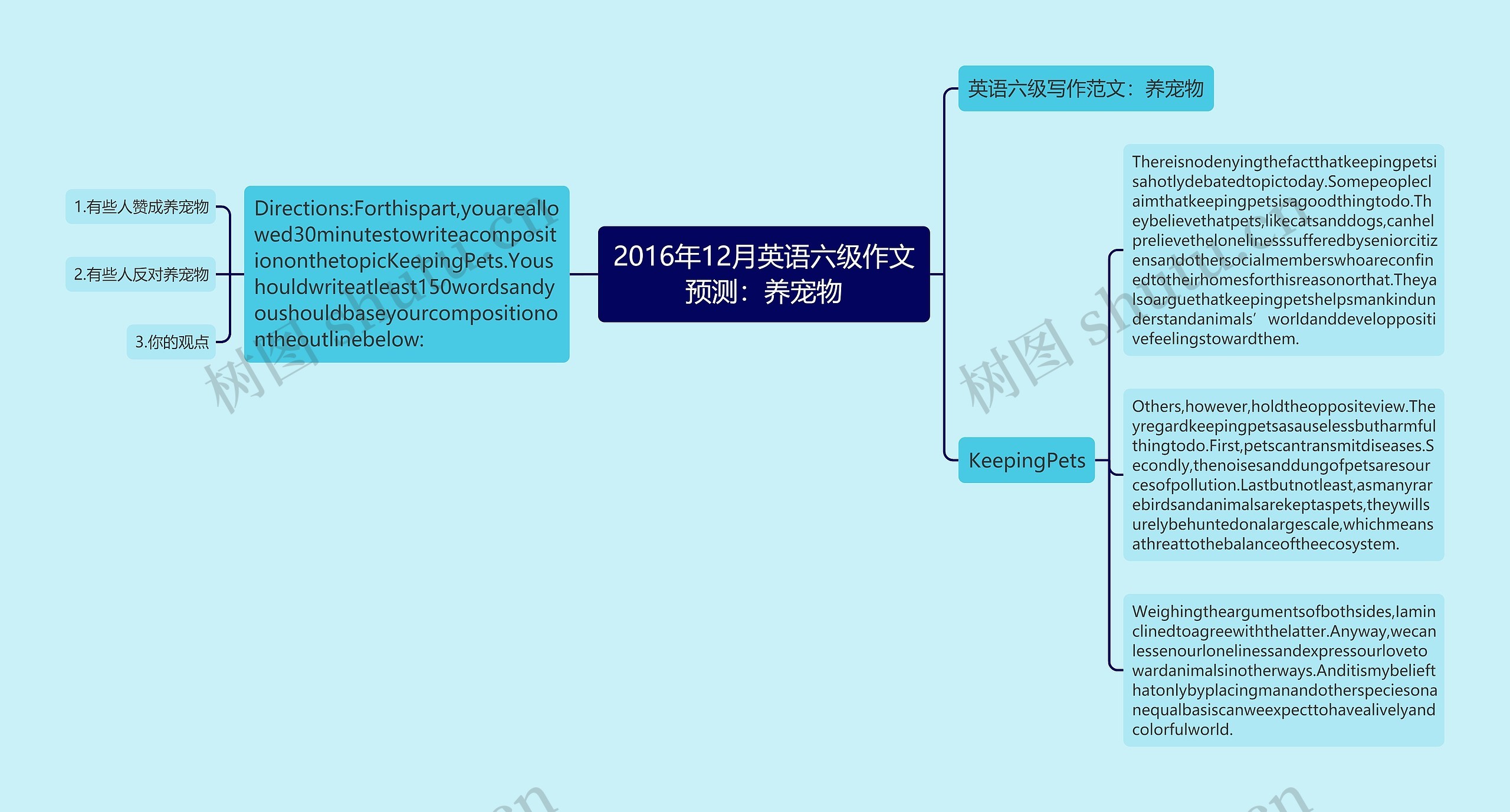 2016年12月英语六级作文预测：养宠物思维导图