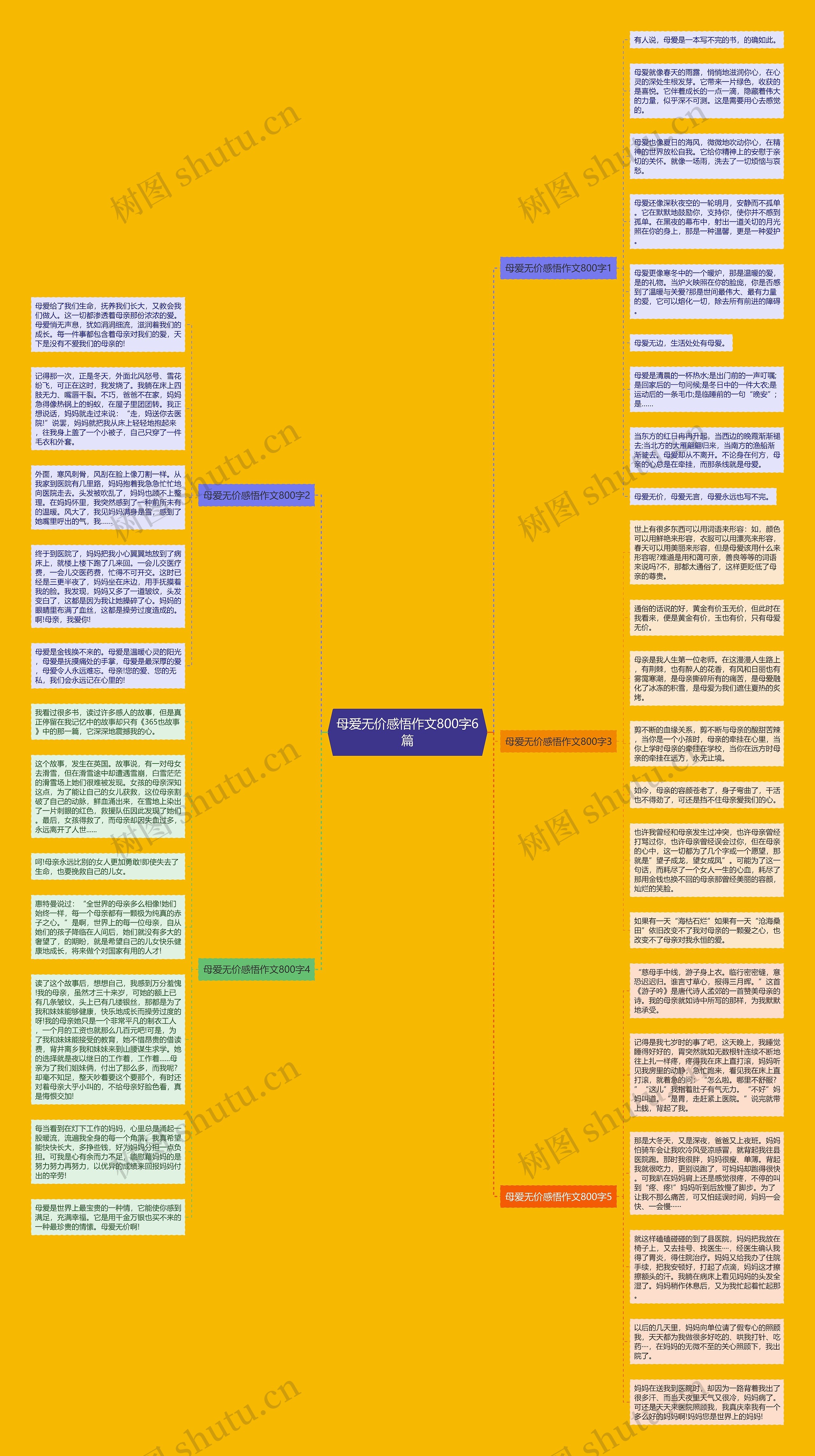 母爱无价感悟作文800字6篇思维导图