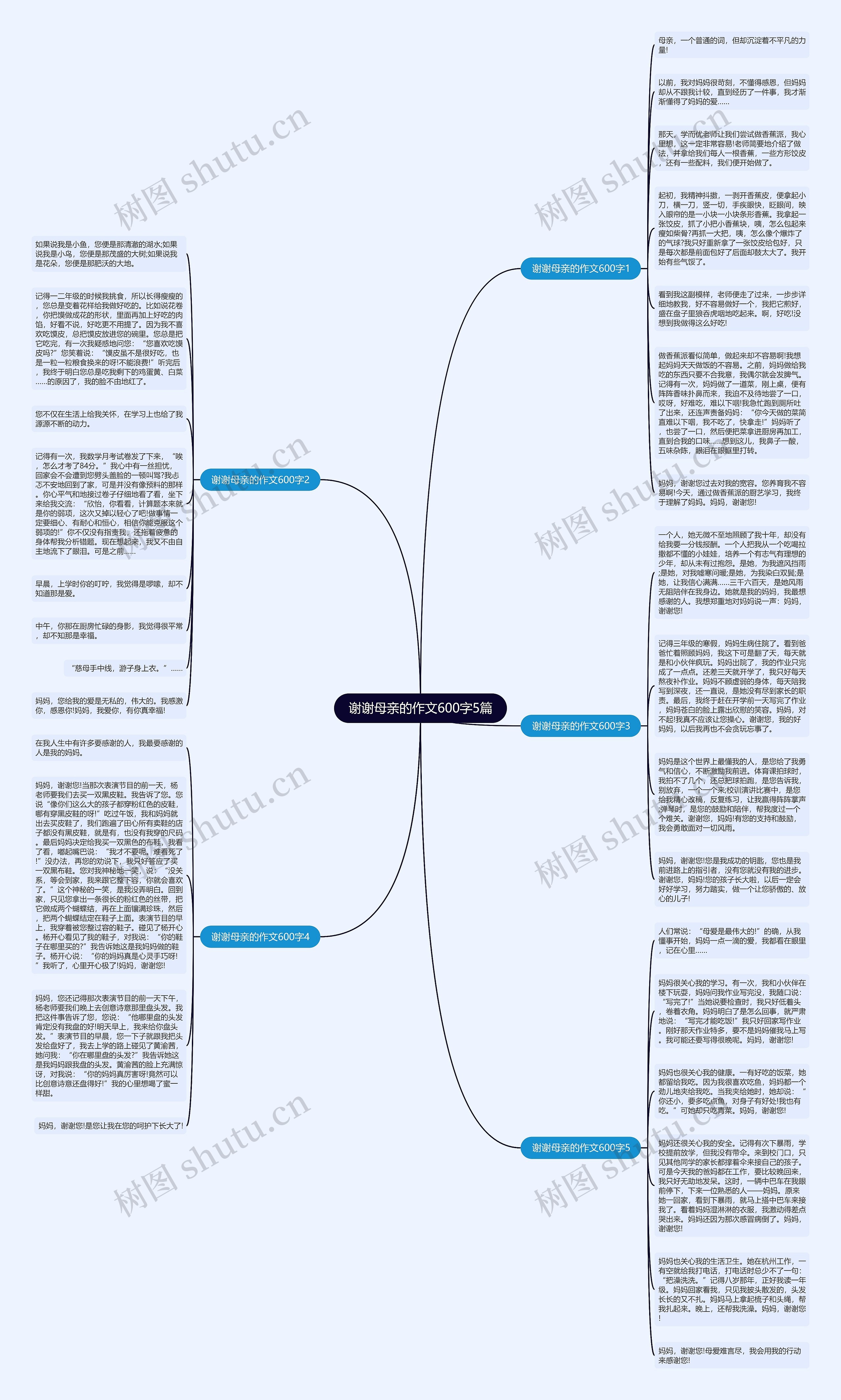 谢谢母亲的作文600字5篇思维导图
