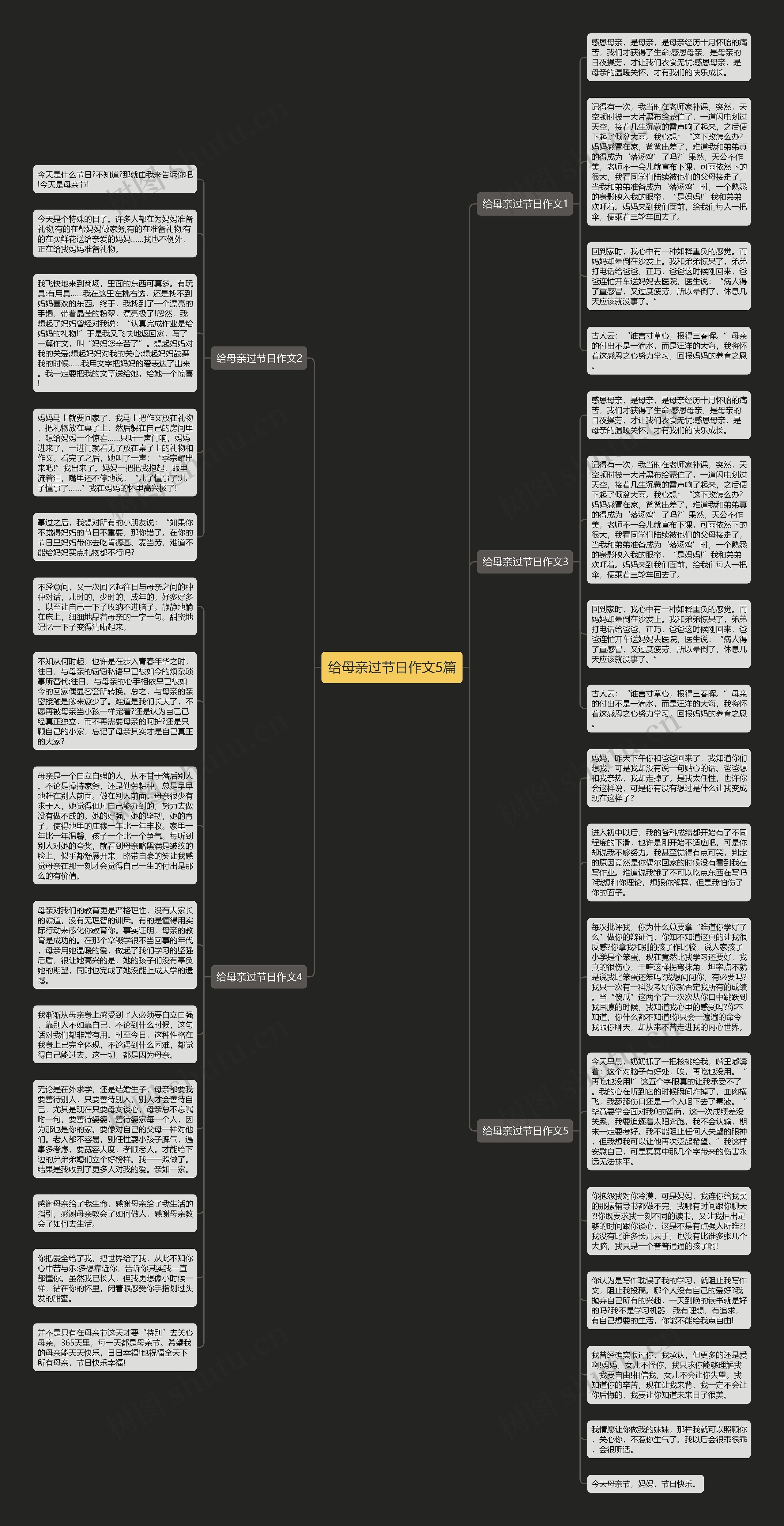 给母亲过节日作文5篇思维导图