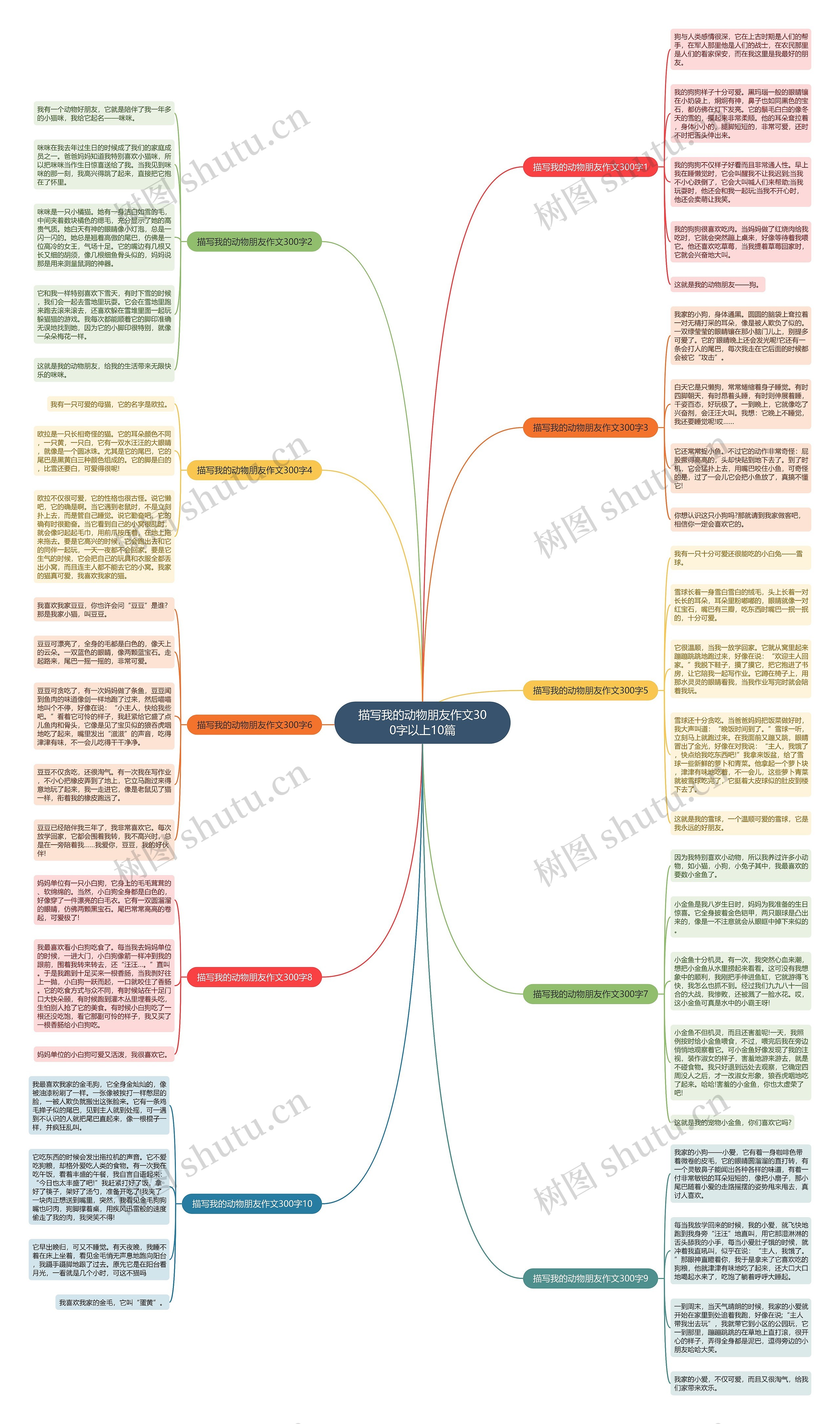 描写我的动物朋友作文300字以上10篇思维导图